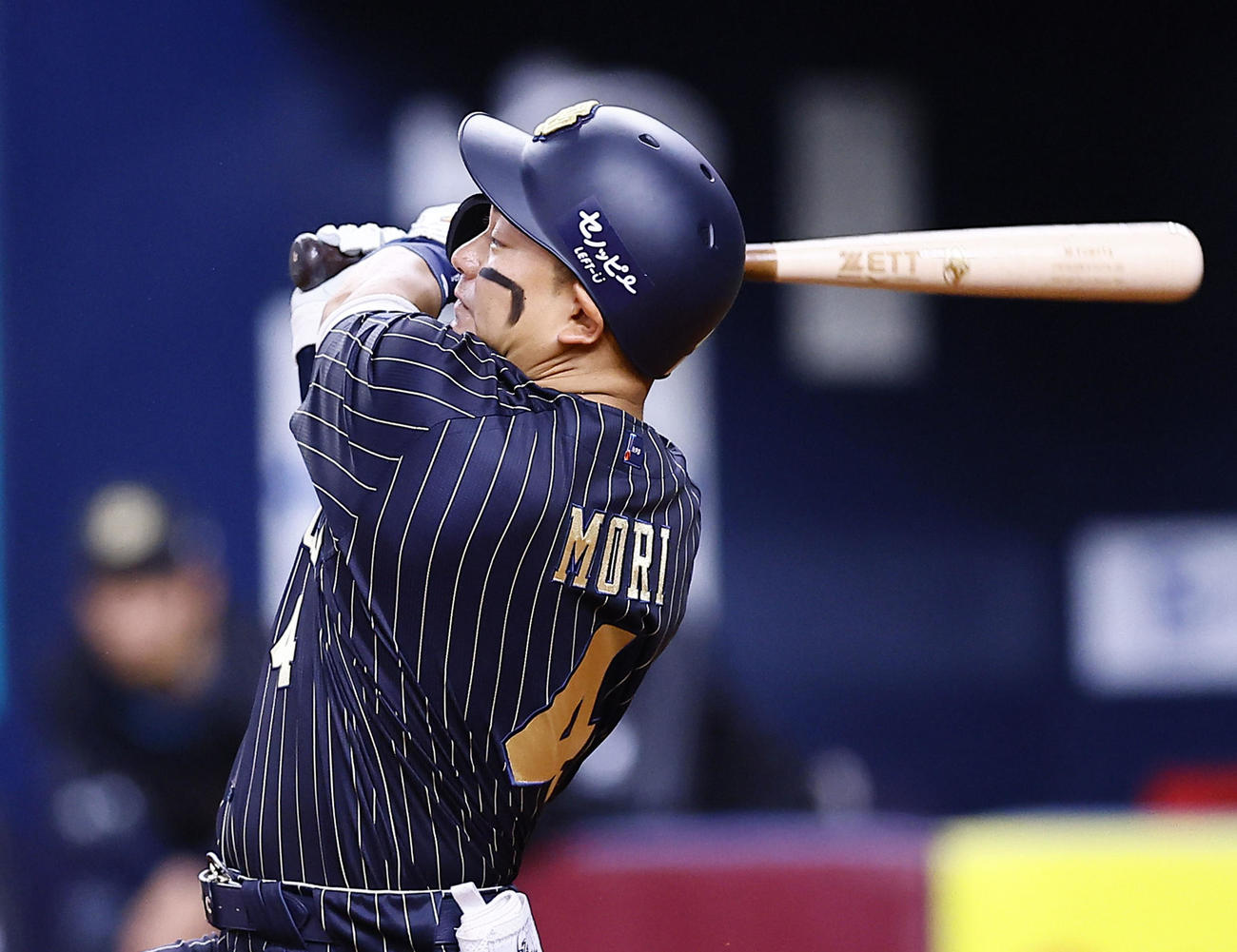 オリックス対巨人　5回裏オリックス1死一、三塁、森は右前に勝ち越し適時打を放つ（撮影・藤尾明華）