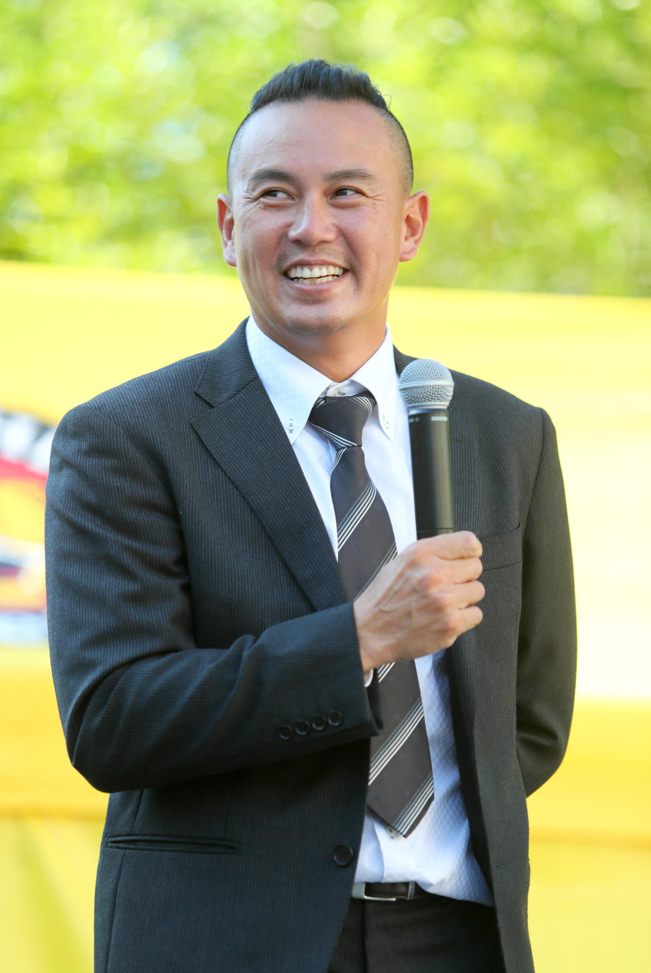 阪神対ロッテ　台湾デーでトークショーする阪神OBの蕭一傑（撮影・上山淳一）