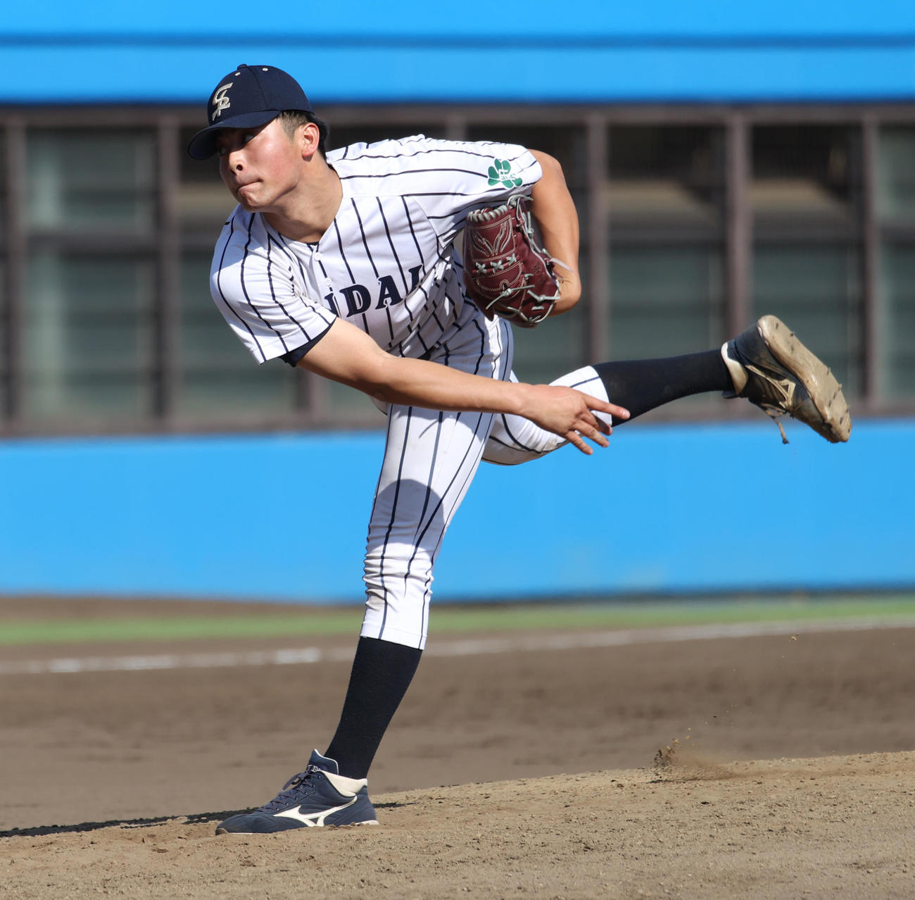 紅白戦、4回から登板した仙台大・佐藤幻瑛（撮影・柴田隆二）