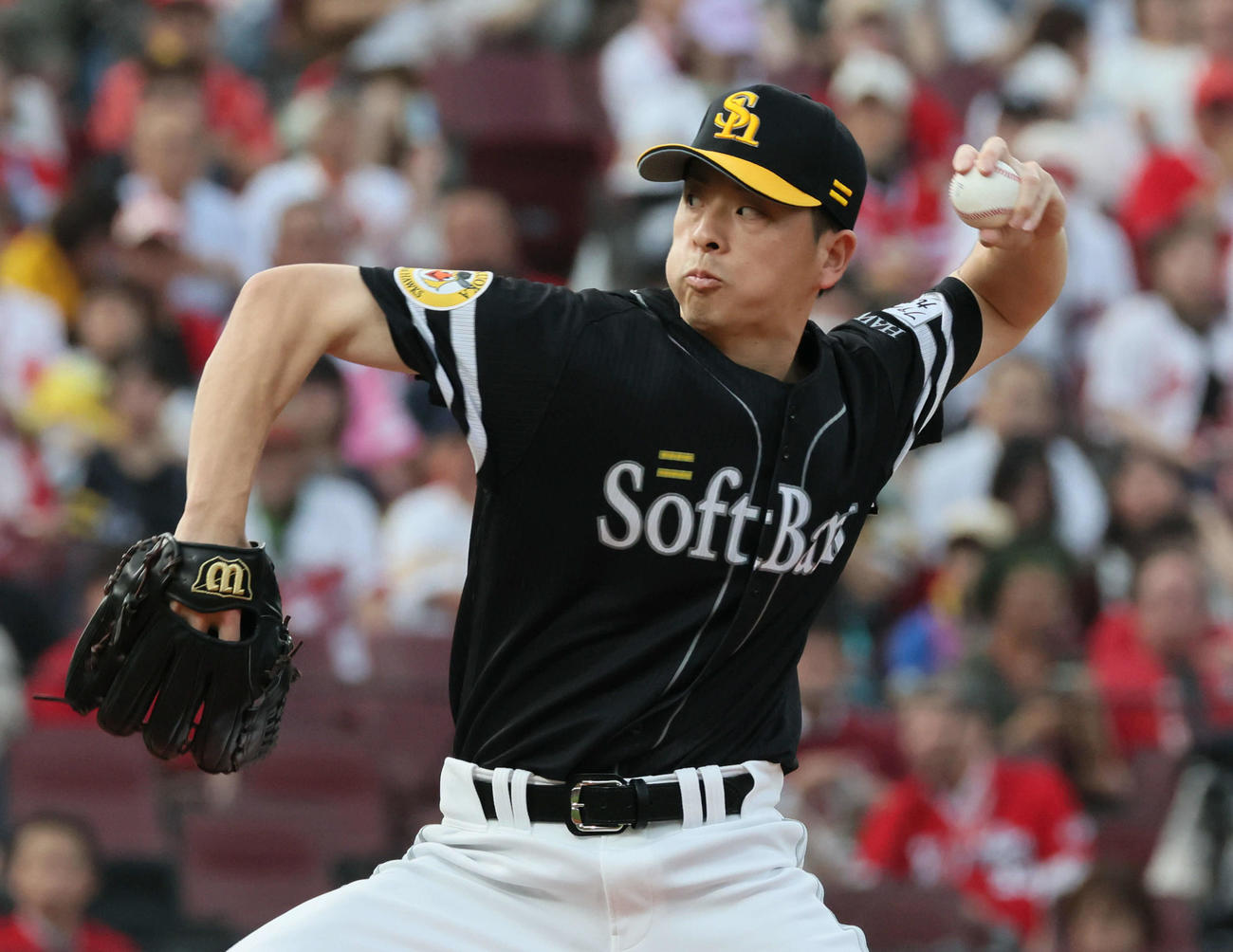広島対ソフトバンク　ソフトバンク先発の大関（撮影・加藤孝規）
