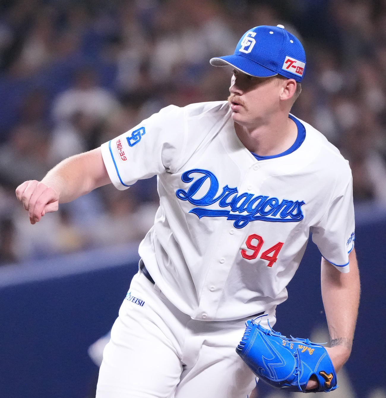 中日対オリックス　9回表、中日6番手で登板するウォルターズ（撮影・森本幸一）