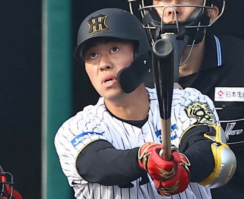 阪神・佐野大陽（2025年3月1日撮影）