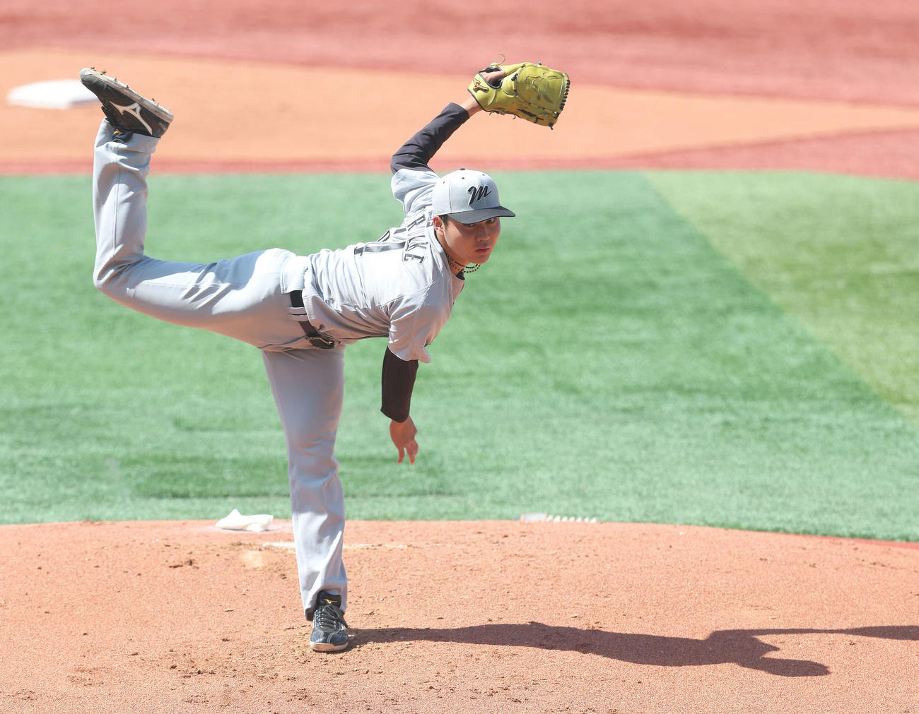 DeNA対ロッテ　先発登板するロッテ広池（撮影・河田真司）
