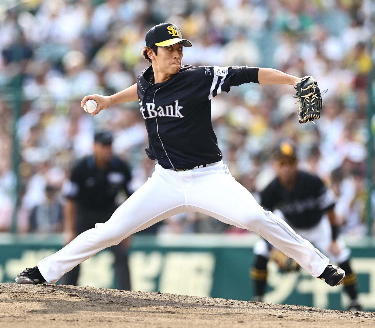 阪神対ソフトバンク　ソフトバンク3番手の大山（撮影・上田博志）