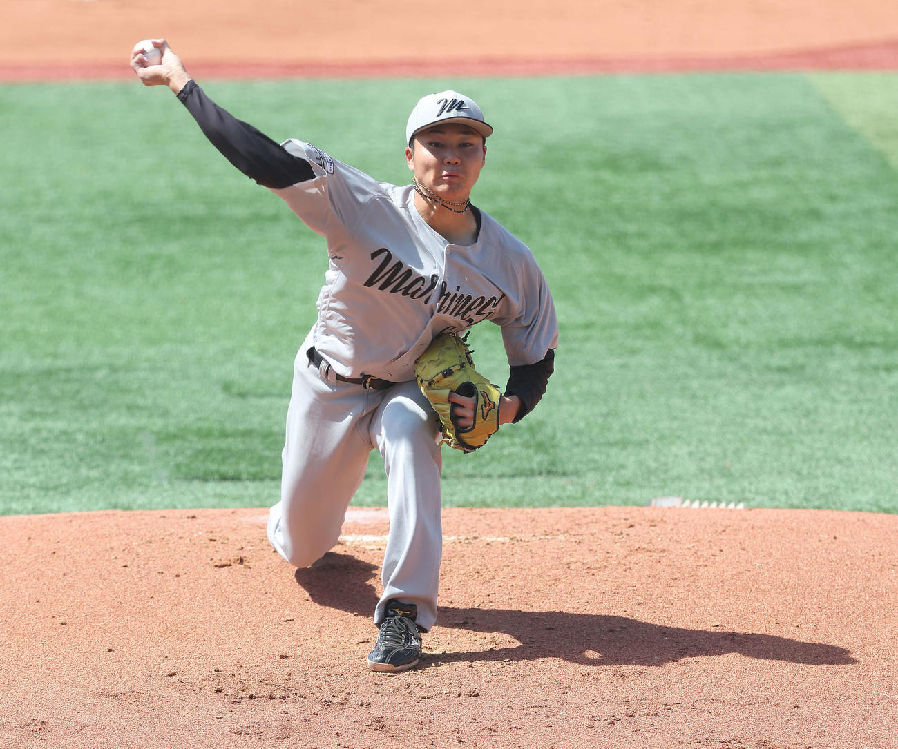 DeNA対ロッテ　先発登板するロッテ広池（撮影・河田真司）
