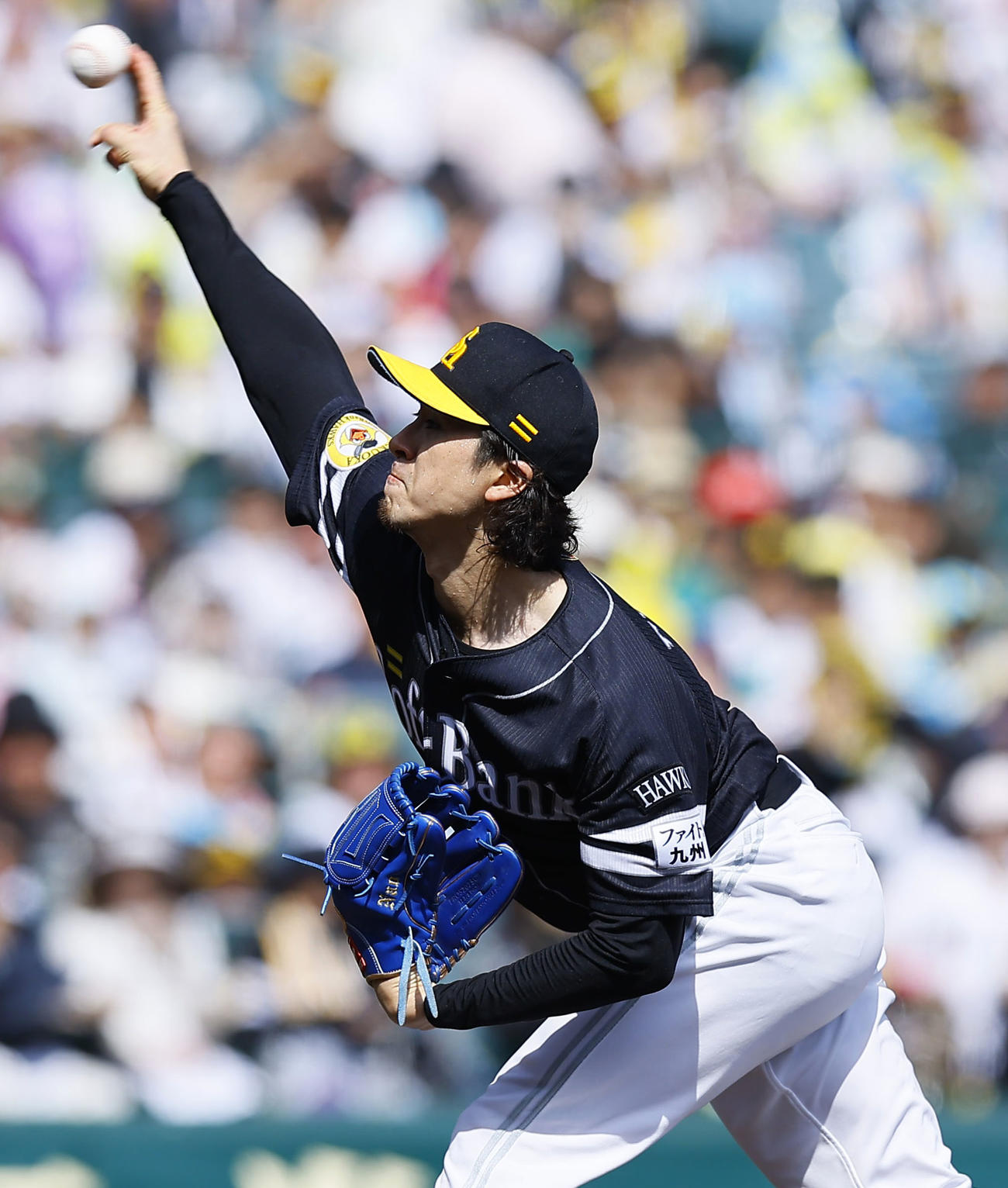 阪神対ソフトバンク　ソフトバンク先発の上沢（撮影・藤尾明華）