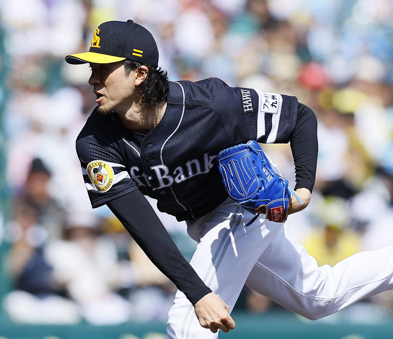 阪神対ソフトバンク　ソフトバンク先発の上沢（撮影・藤尾明華）