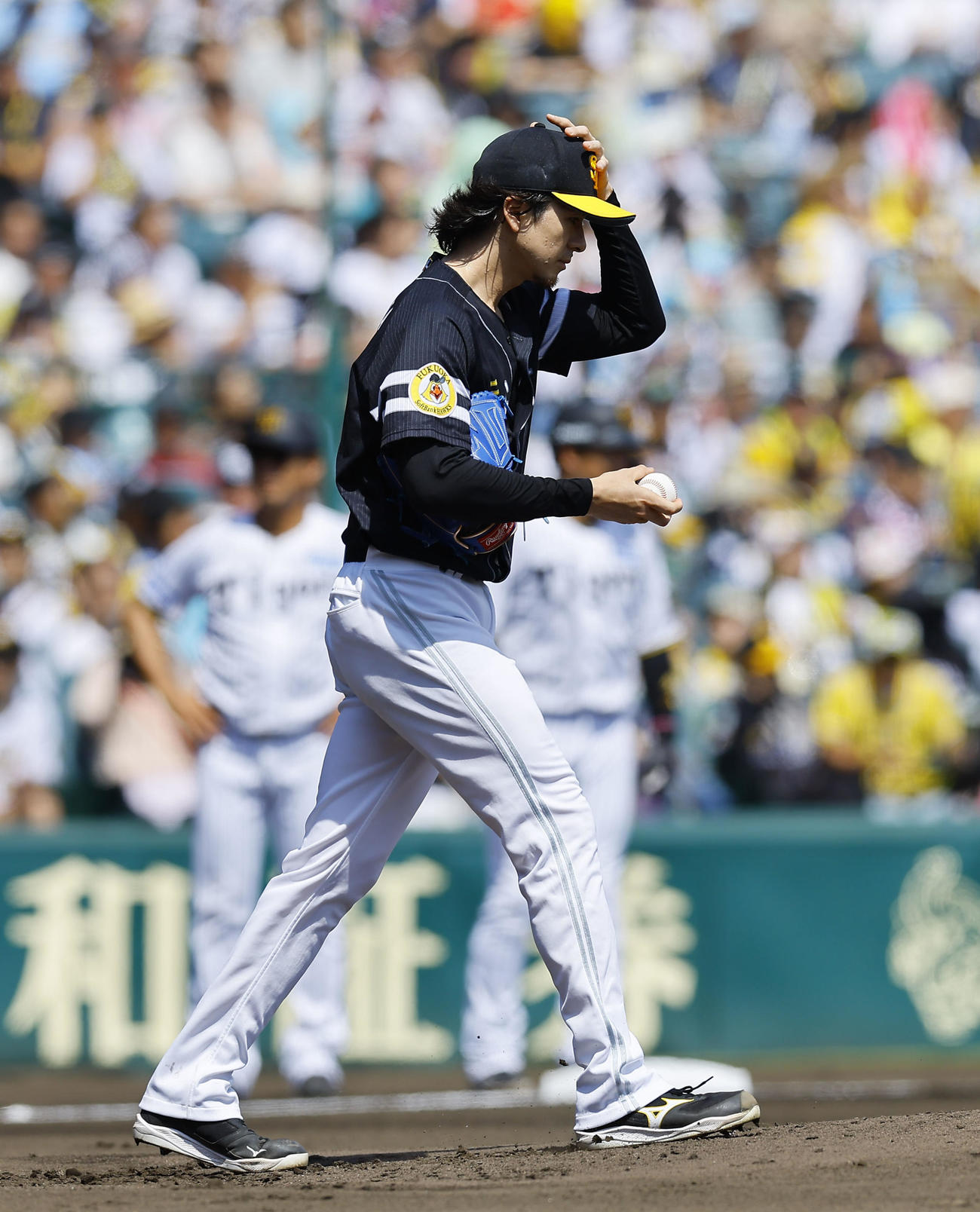 阪神対ソフトバンク　1回裏阪神1死満塁、小幡に2点適時二塁打を許した上沢（撮影・藤尾明華）