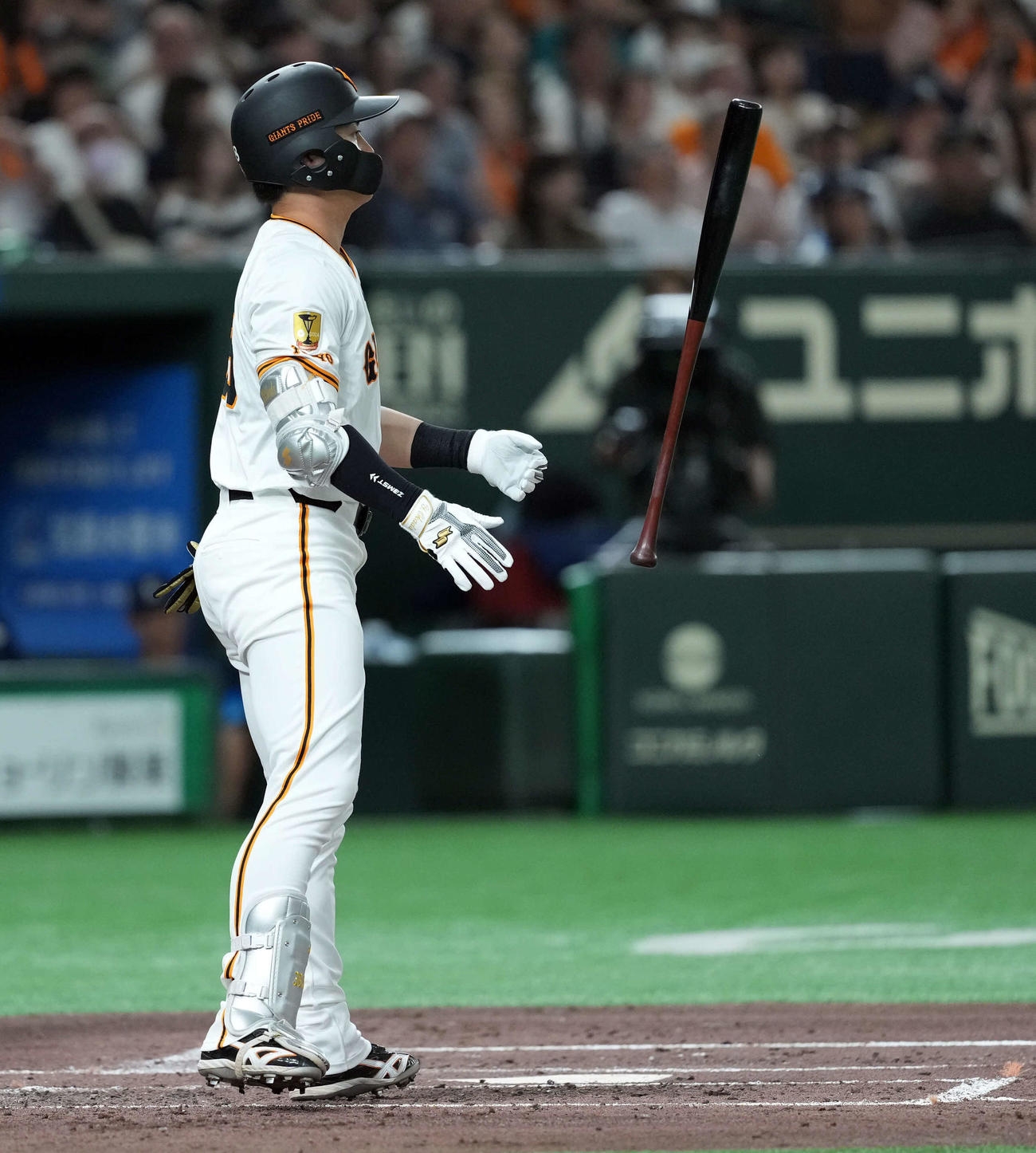 巨人対西武　2回裏巨人2死、空振り三振に倒れる岡田（撮影・たえ見朱実）