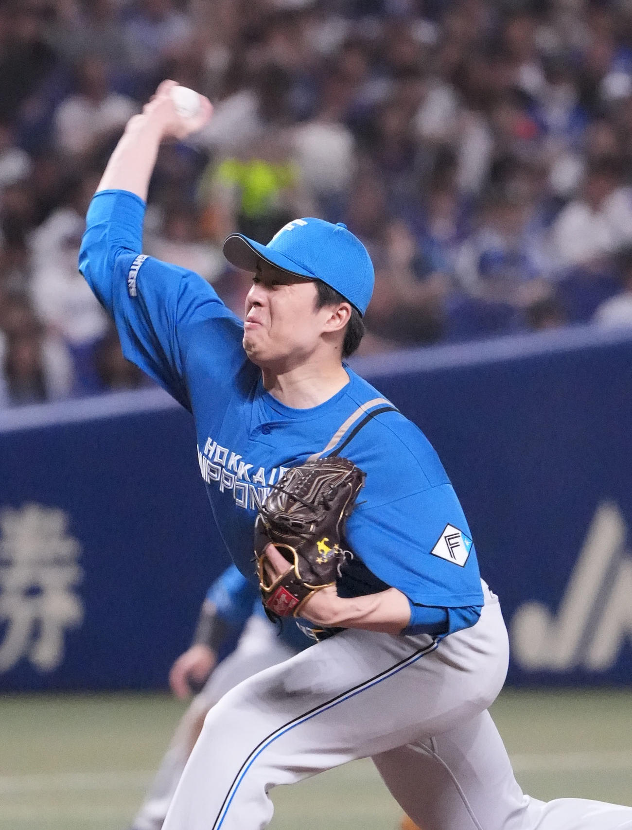 中日対日本ハム　7回裏、日本ハム3番手で登板する田中（撮影・森本幸一）