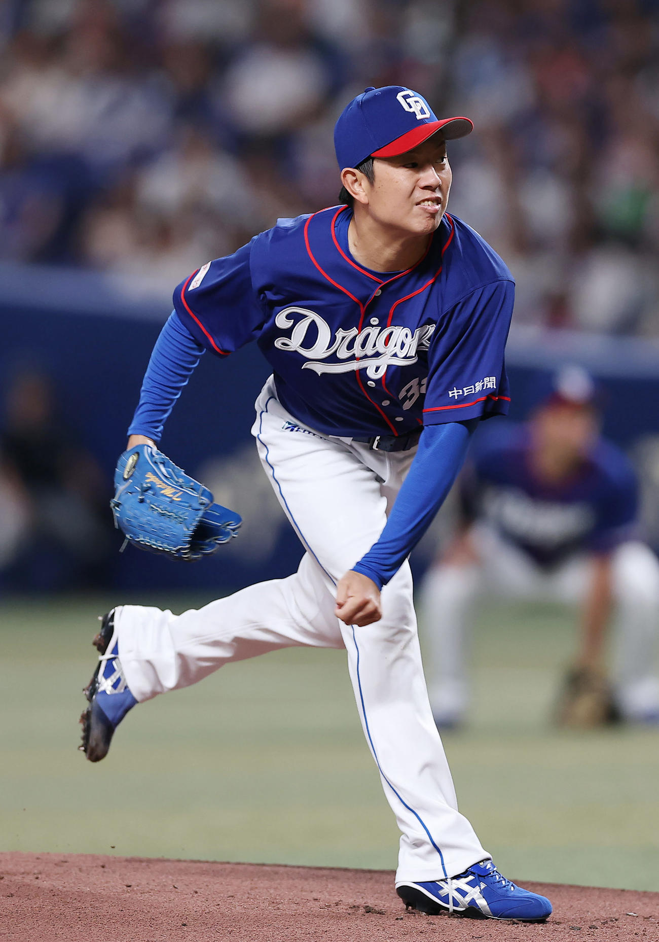 中日対日本ハム　力投する中日先発の松葉（撮影・前田充）