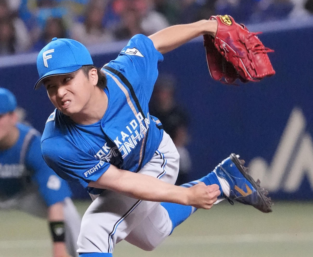 中日対日本ハム　8回裏、日本ハム4番手で登板する山本拓（撮影・森本幸一）