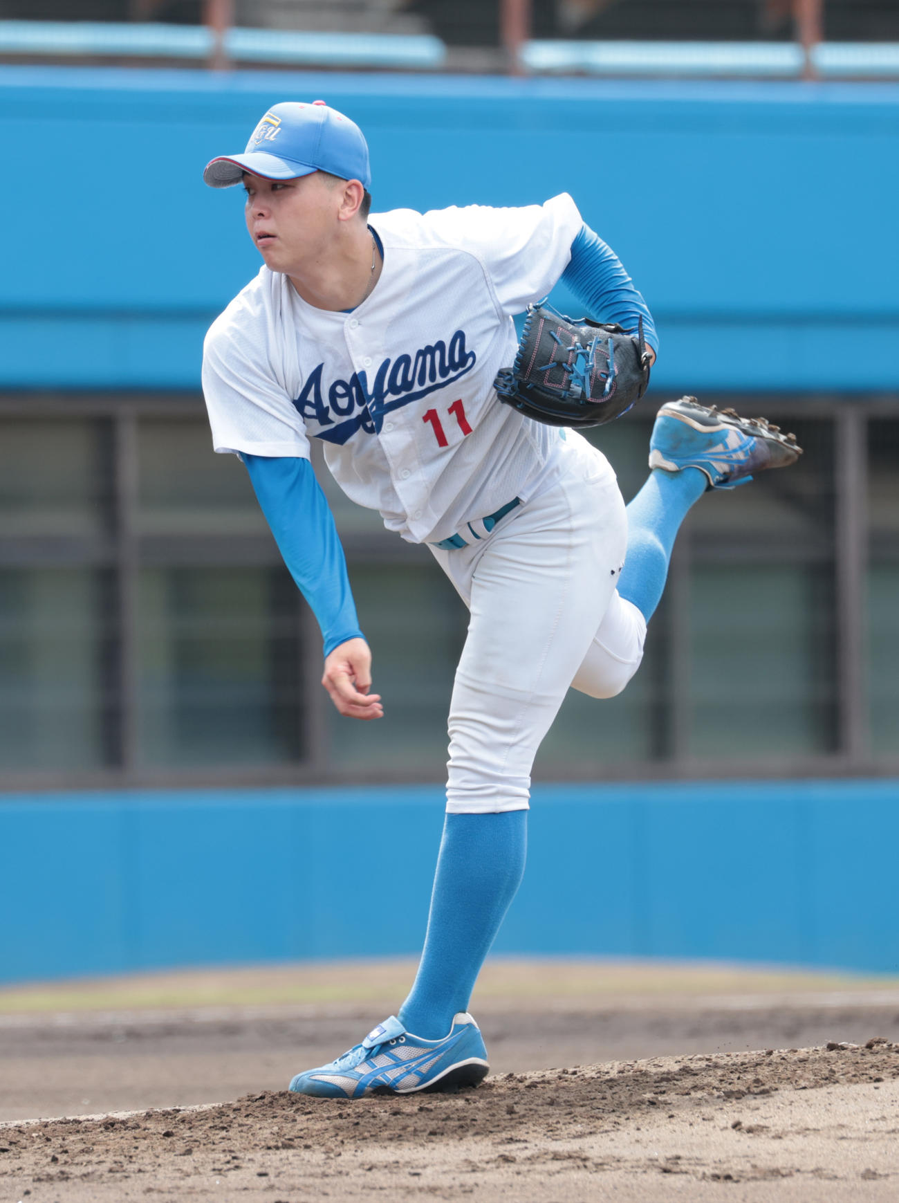 紅白戦　先発した青学大・中西（撮影・柴田隆二）