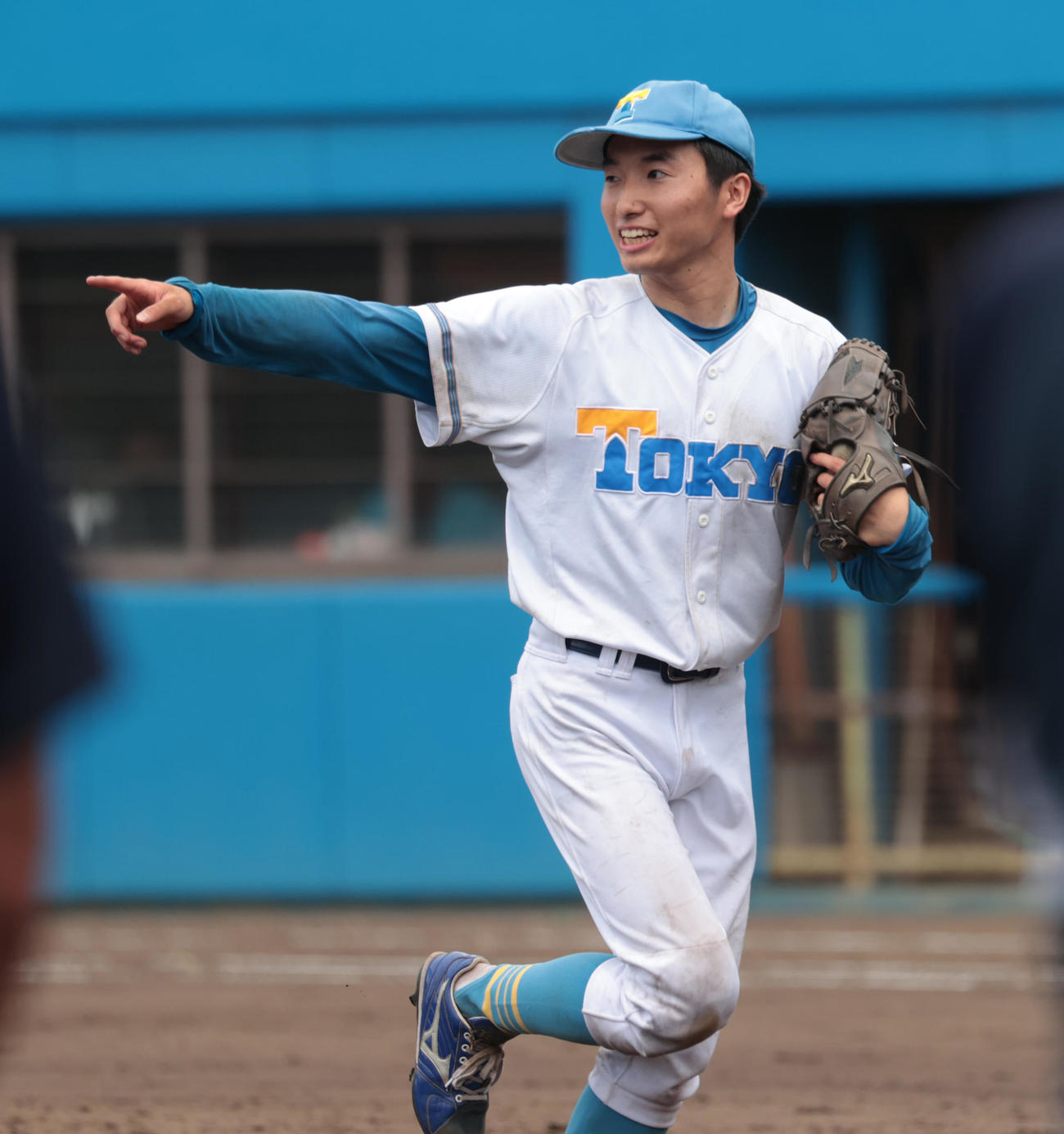 紅白戦　4回から登板した東大・渡辺は無失点に抑えた（撮影・柴田隆二）