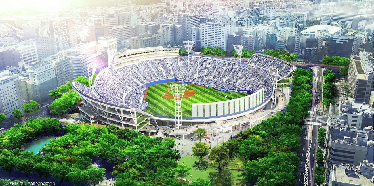大型化された横浜スタジアムのメインスコアボード（球団提供）
