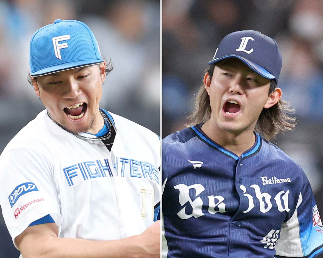 日本ハム伊藤大海（左）と西武今井達也