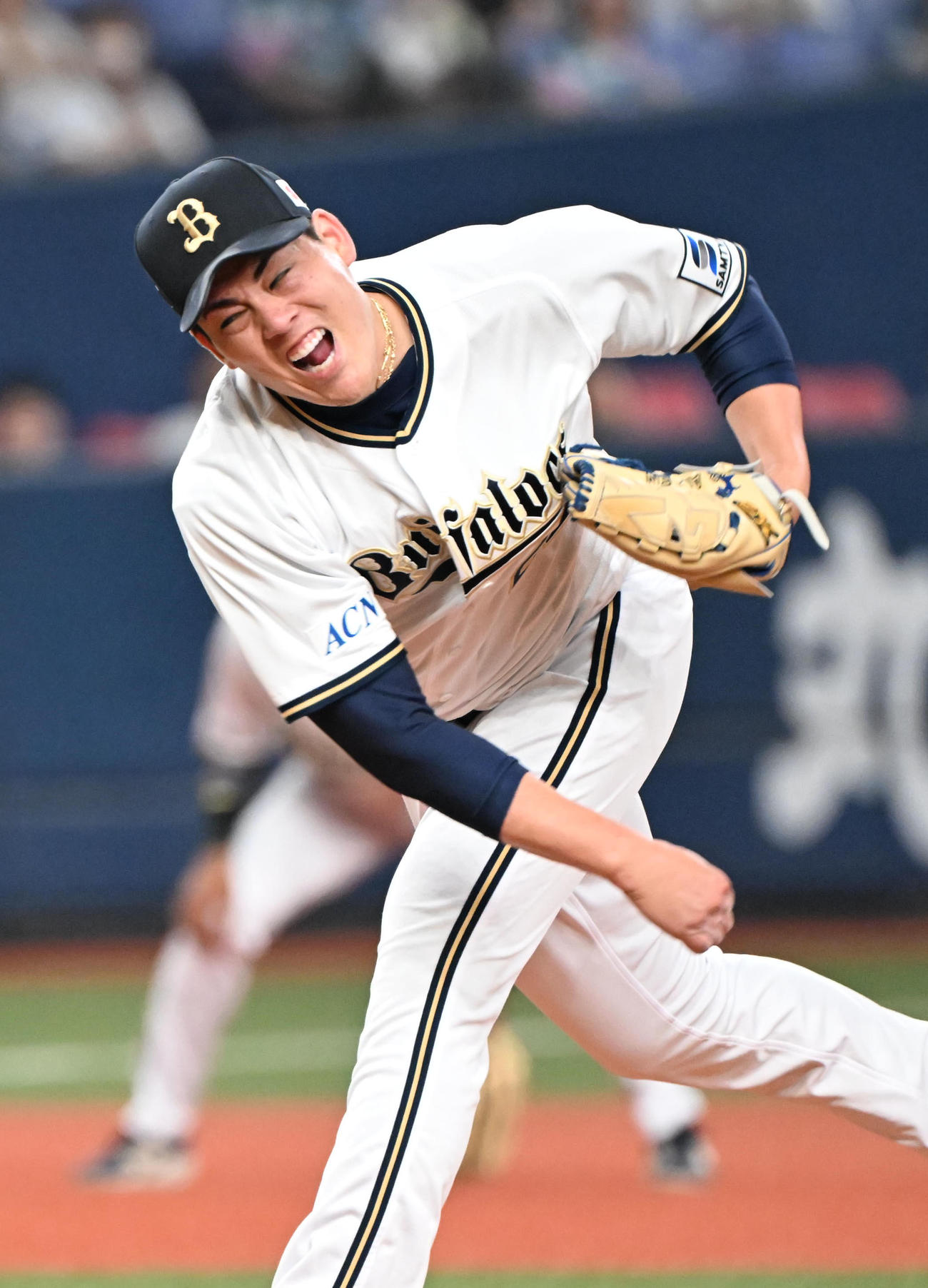 オリックス対楽天　楽天打線を相手に力投する九里（撮影・和賀正仁）