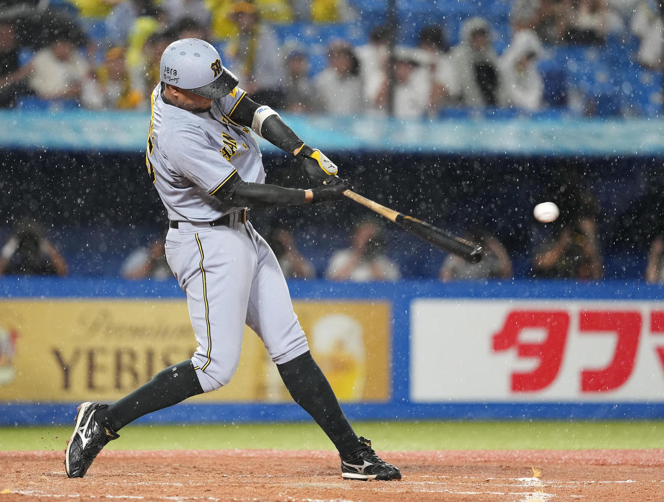 ヤクルト対阪神　4回表阪神2死一、二塁、中前適時打を放つヘルナンデス（撮影・鈴木みどり）