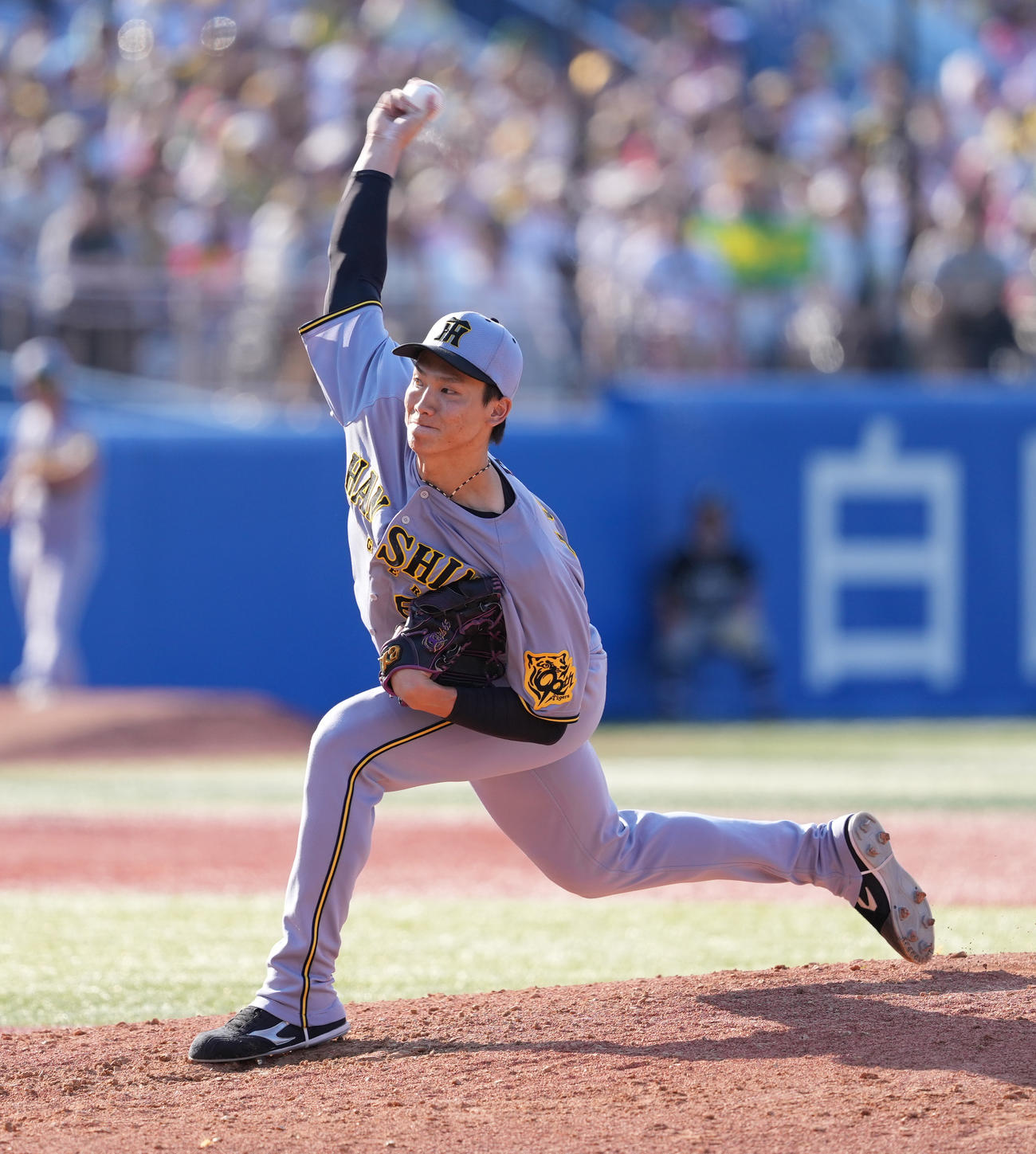 ヤクルト対阪神　8回裏途中から3番手で登板した阪神湯浅（撮影・鈴木みどり）