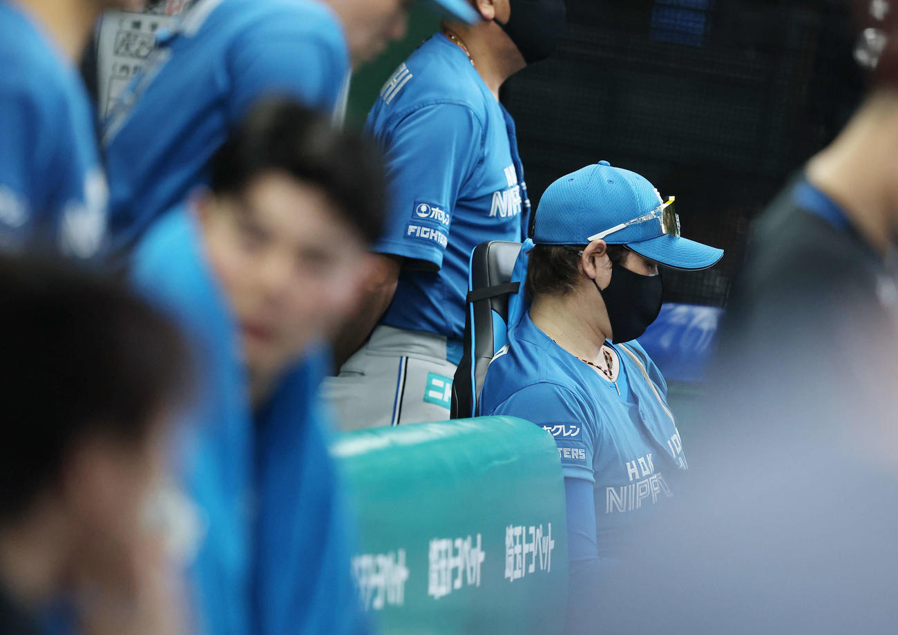 西武対日本ハム　9回表、戦況を見守る新庄監督（撮影・河田真司）