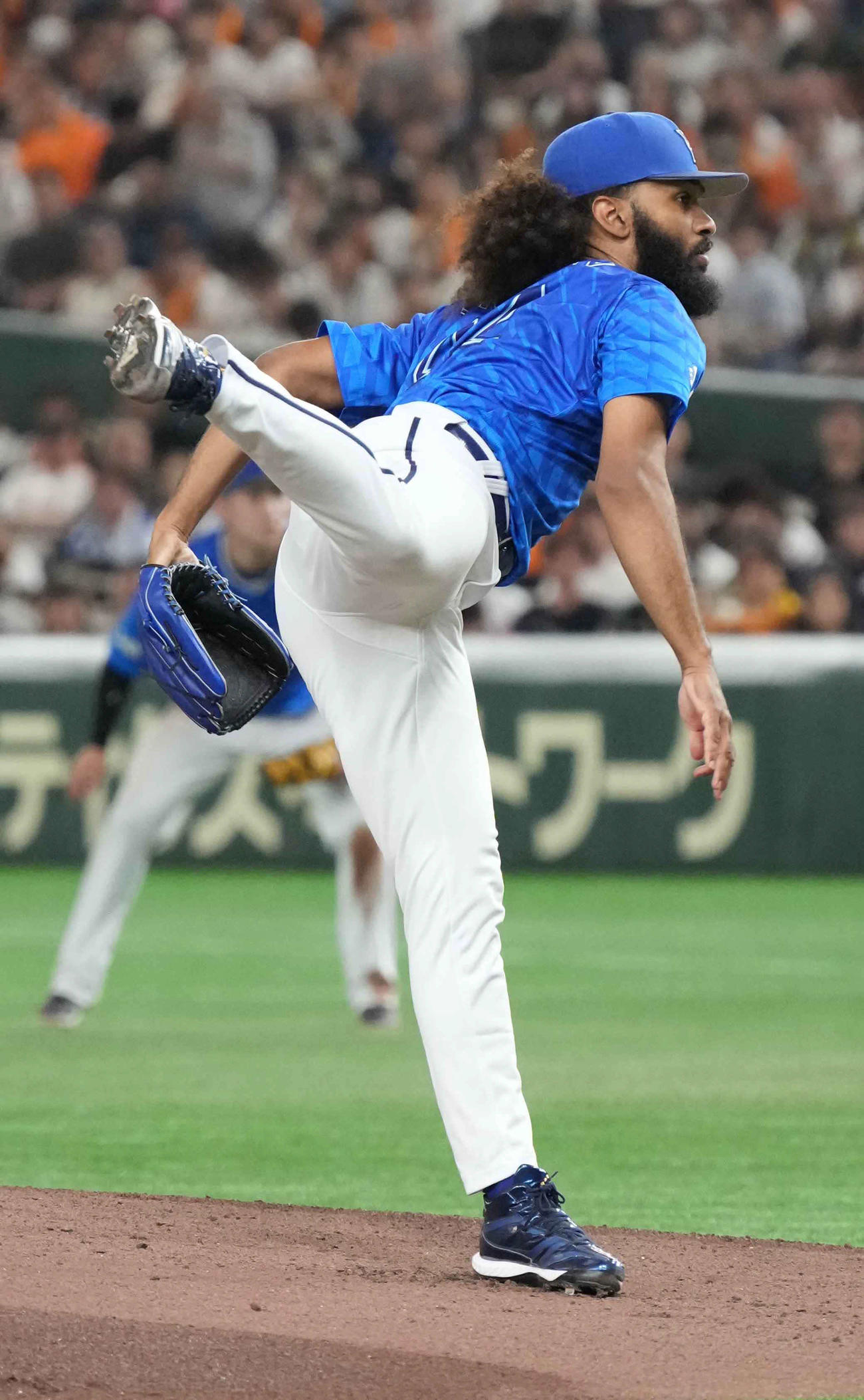 巨人対DeNA DeNA先発のジャクソン（撮影・小沢裕）