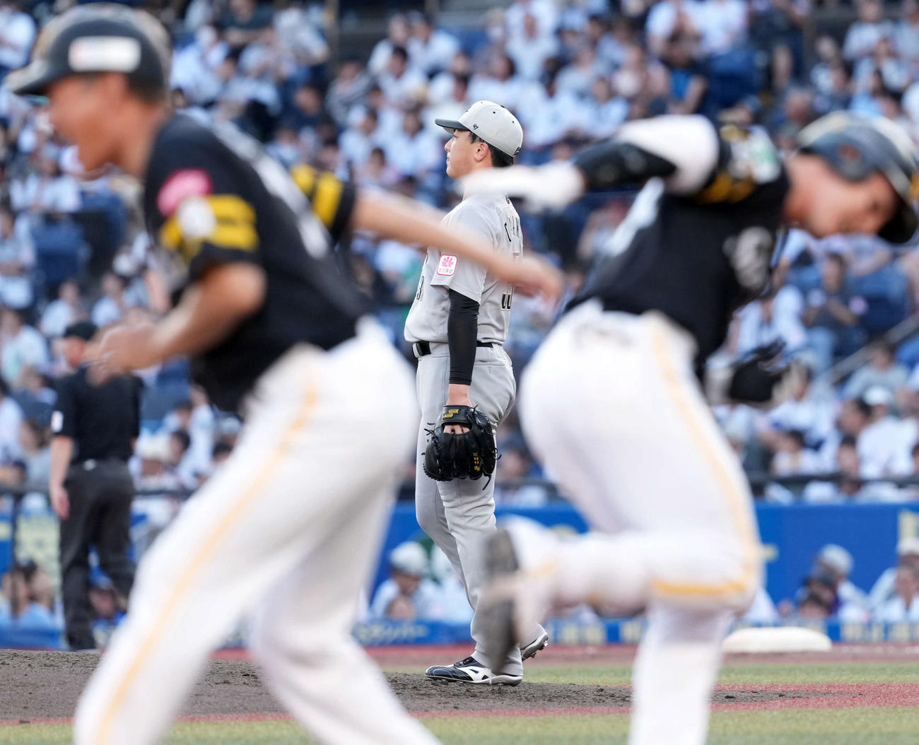 ロッテ対ソフトバンク　4回表ソフトバンク1死、栗原にソロ本塁打を浴びる田中晴（撮影・たえ見朱実）