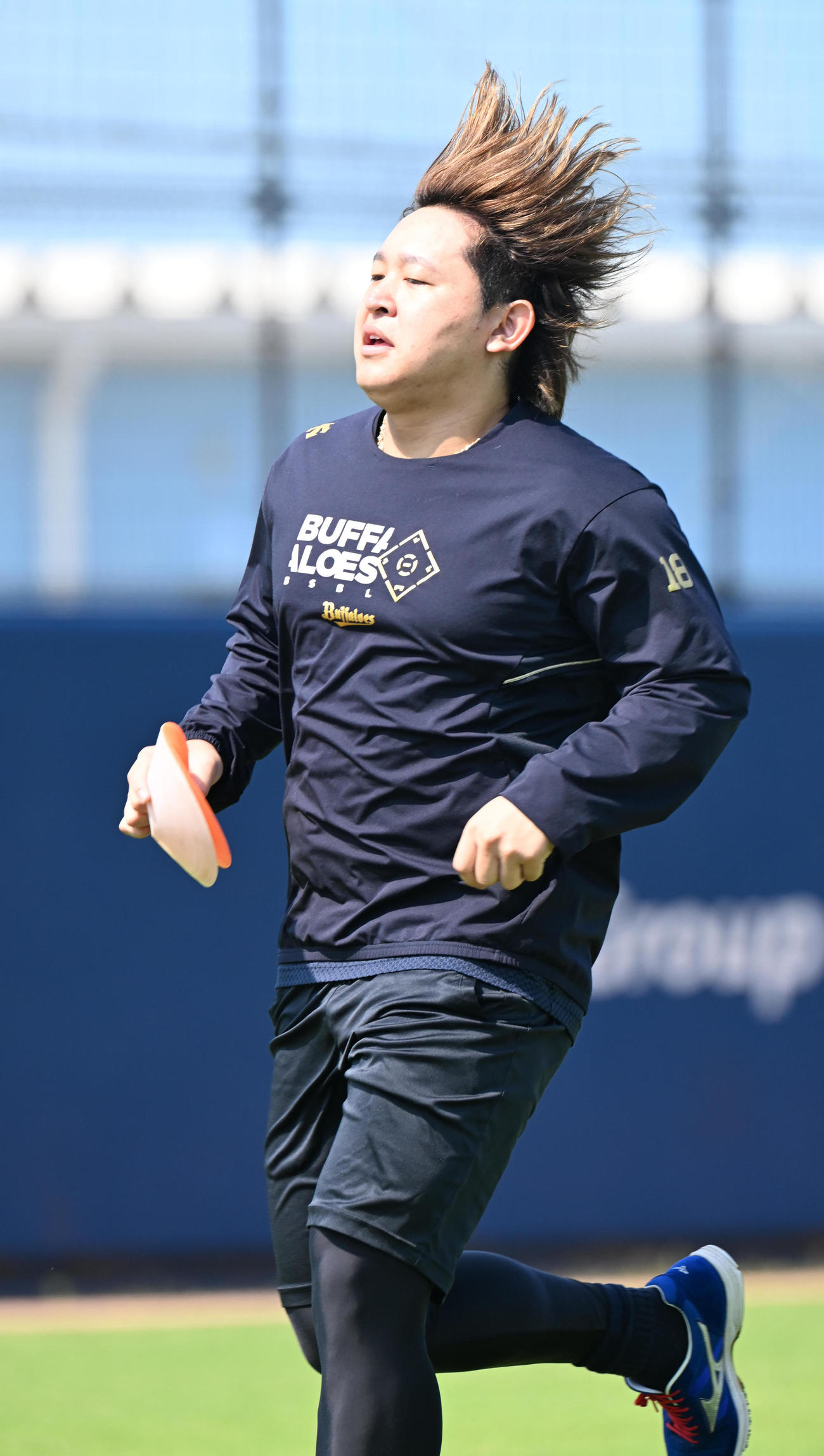 ランニングで調整するオリックス宮城（撮影・和賀正仁）