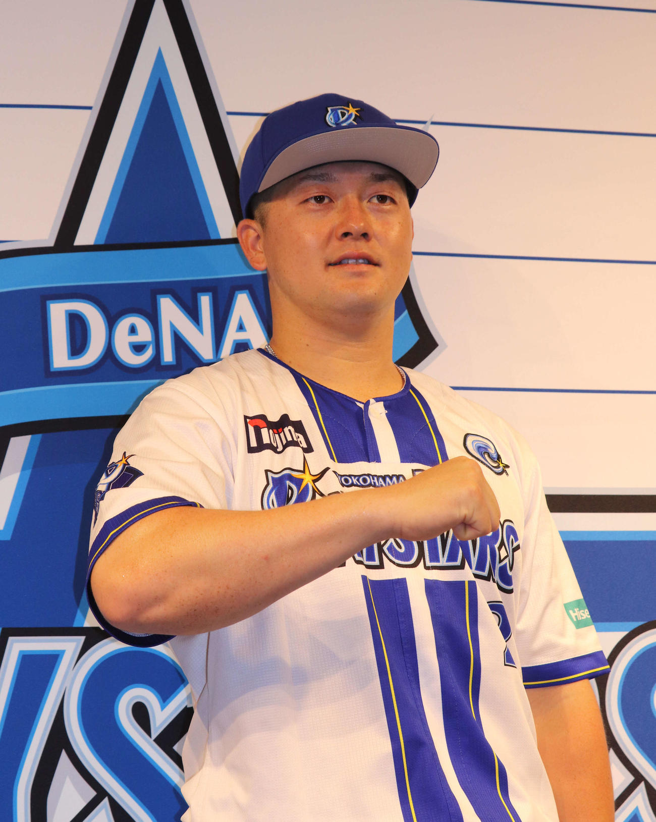 オールスターにファン投票の二塁手部門で選出されたDeNA牧（撮影・小早川宗一郎）