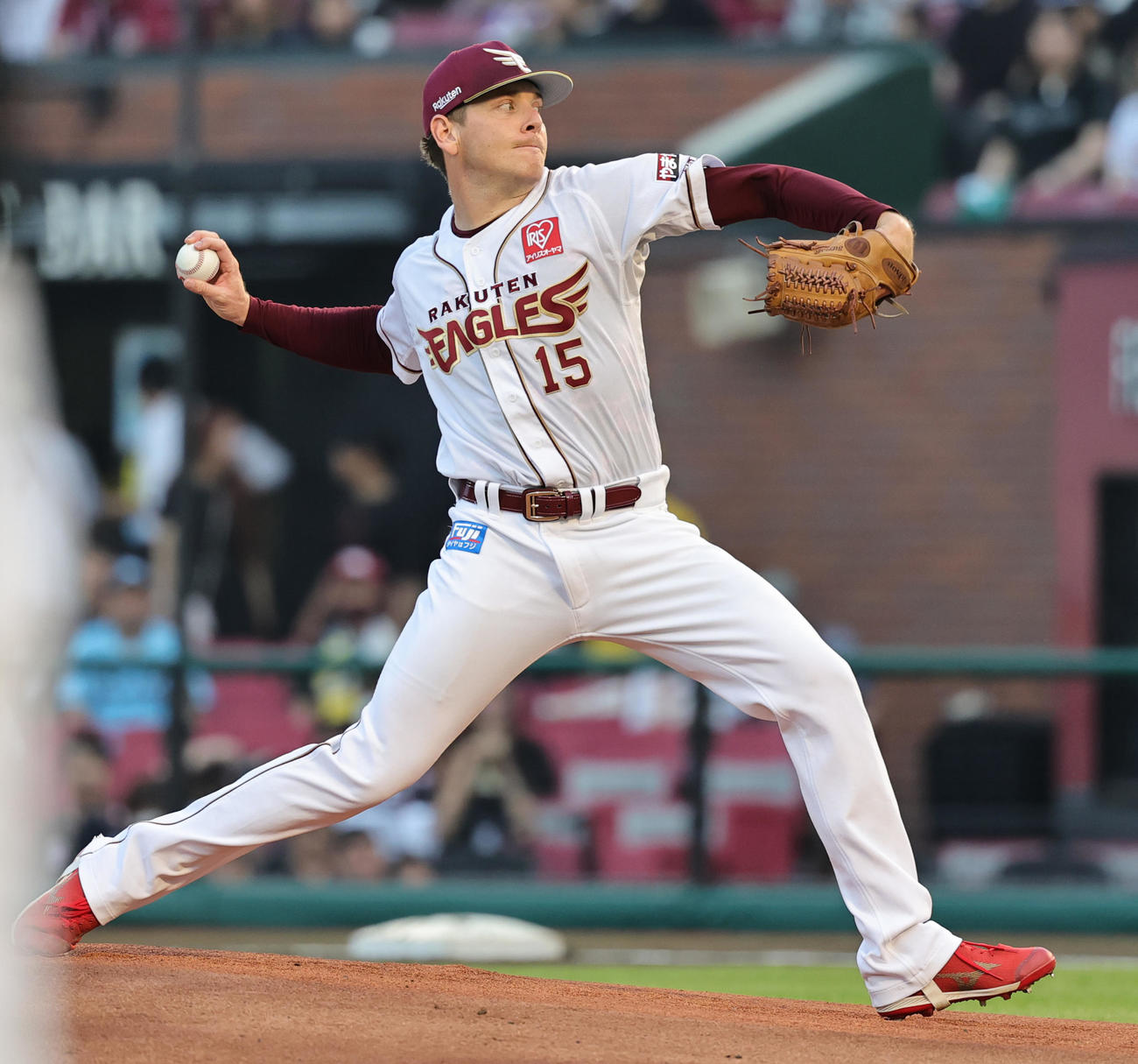 楽天対ロッテ　楽天先発のハワード（撮影・野上伸悟）