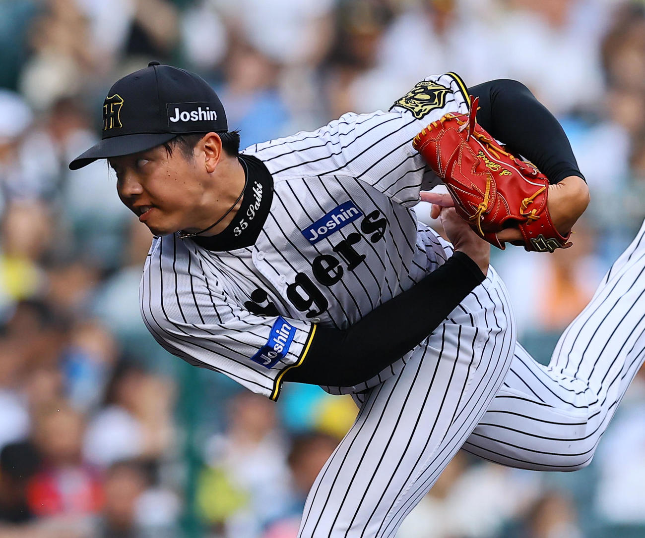 阪神対巨人　阪神先発の才木（撮影・藤尾明華）