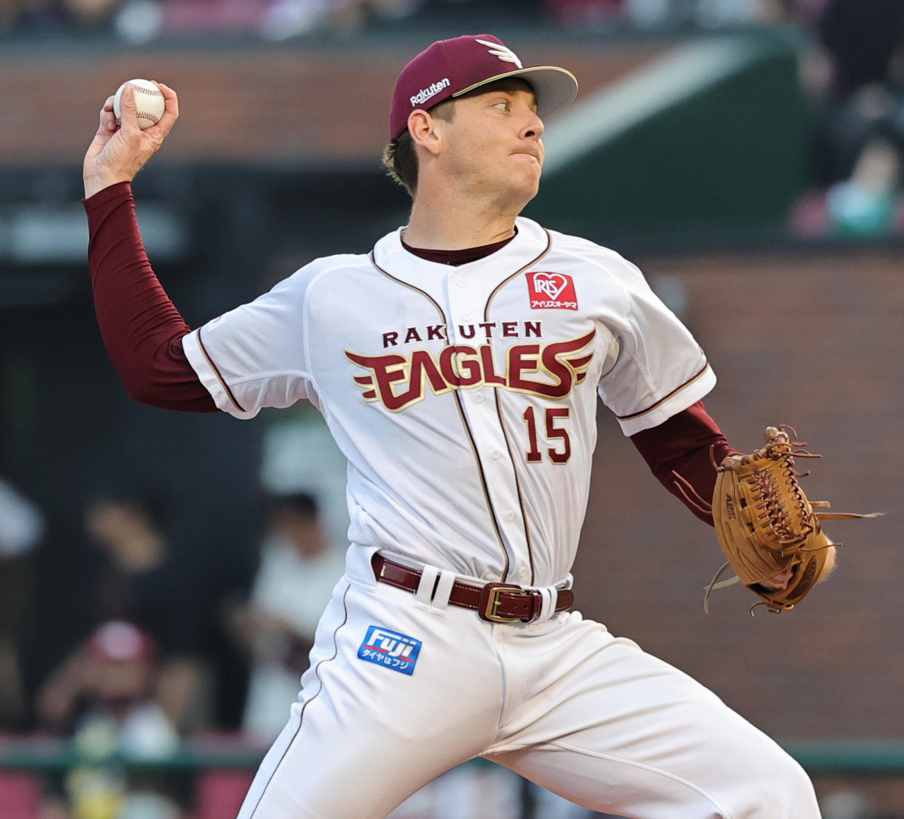 楽天対ロッテ　楽天先発のハワード（撮影・野上伸悟）