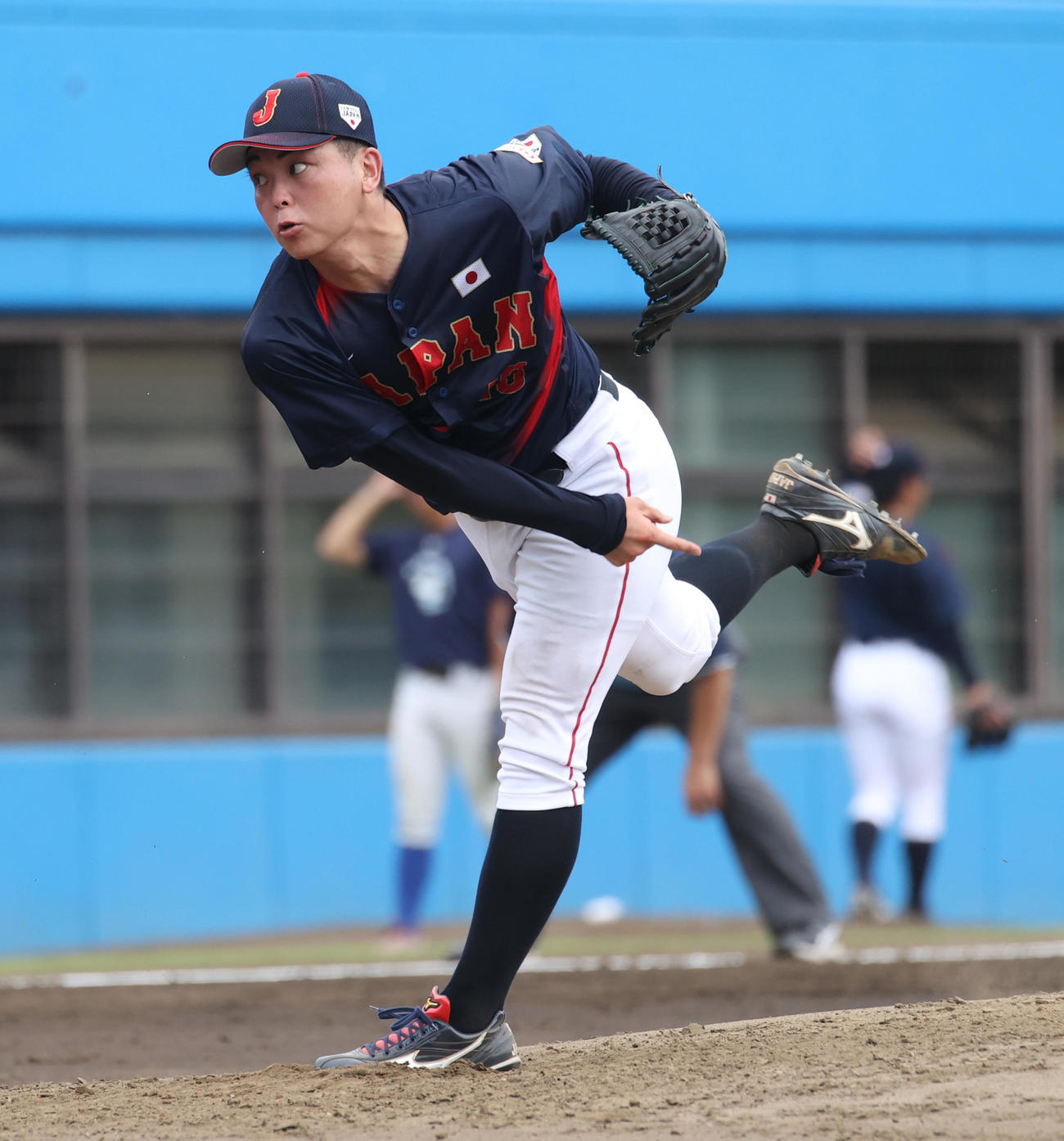 大学代表対DeNA2軍　先発した青学大・中西（撮影・柴田隆二）
