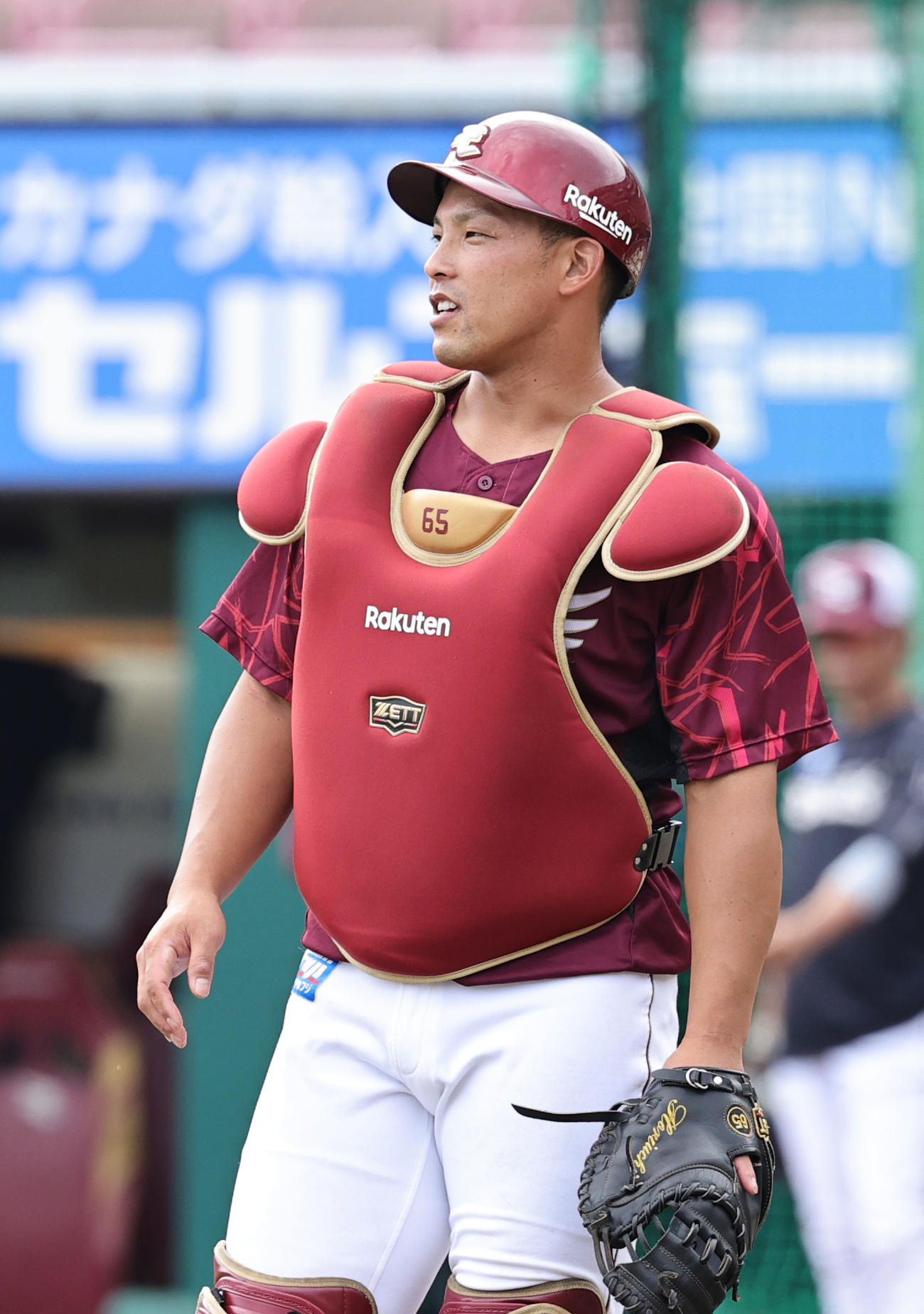 楽天対ロッテ　1軍に合流し練習する楽天堀内（撮影・野上伸悟）