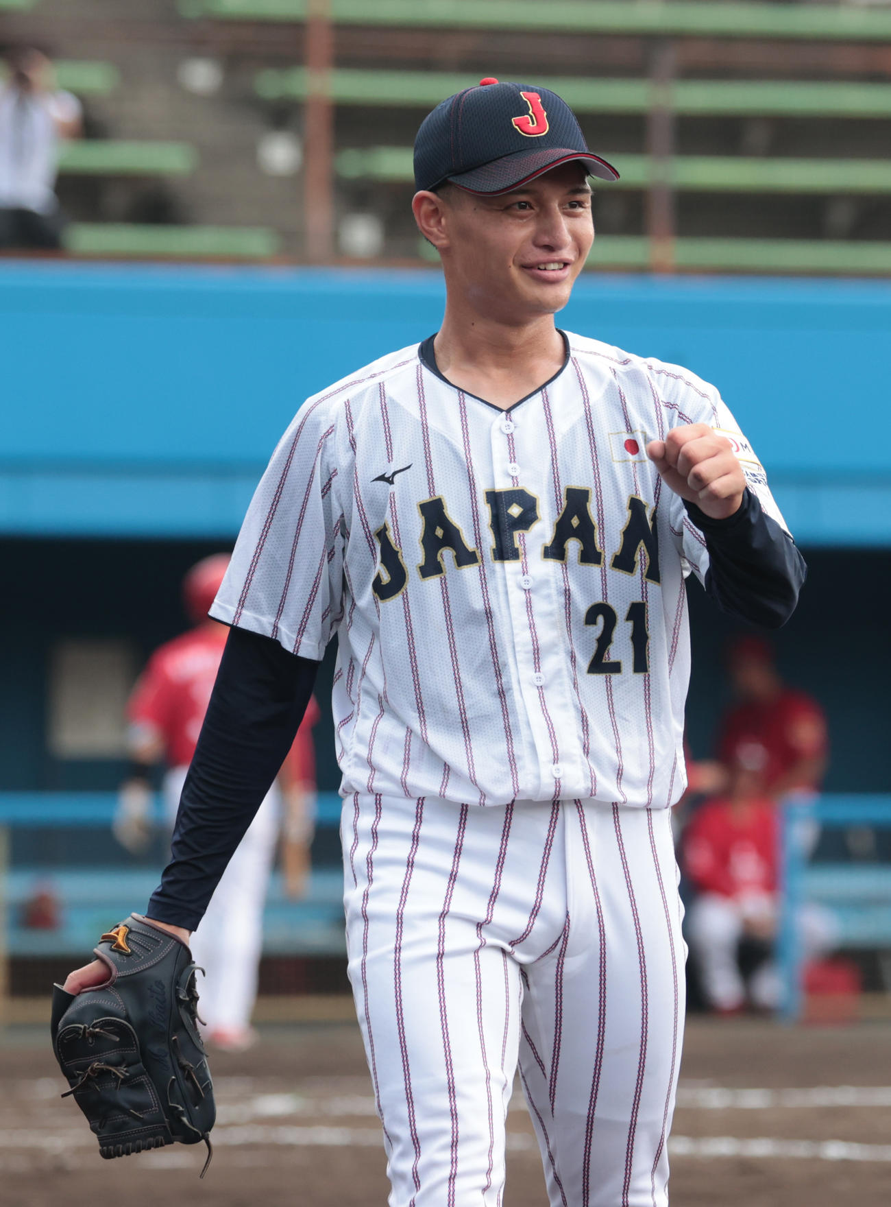三菱重工East対大学代表　5回から登板した明大・毛利（撮影・柴田隆二）