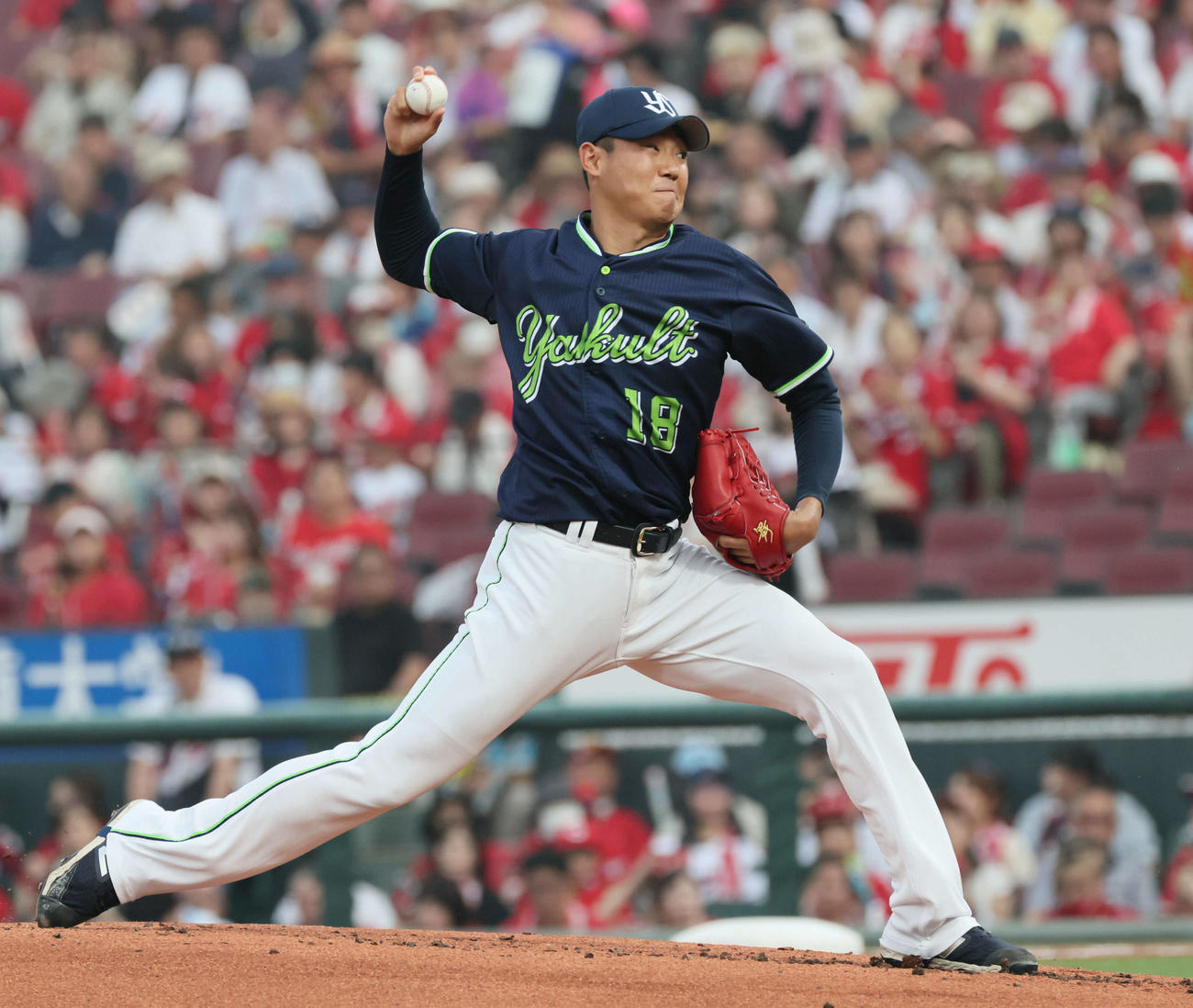 広島対ヤクルト　ヤクルト先発の奥川（撮影・加藤孝規）