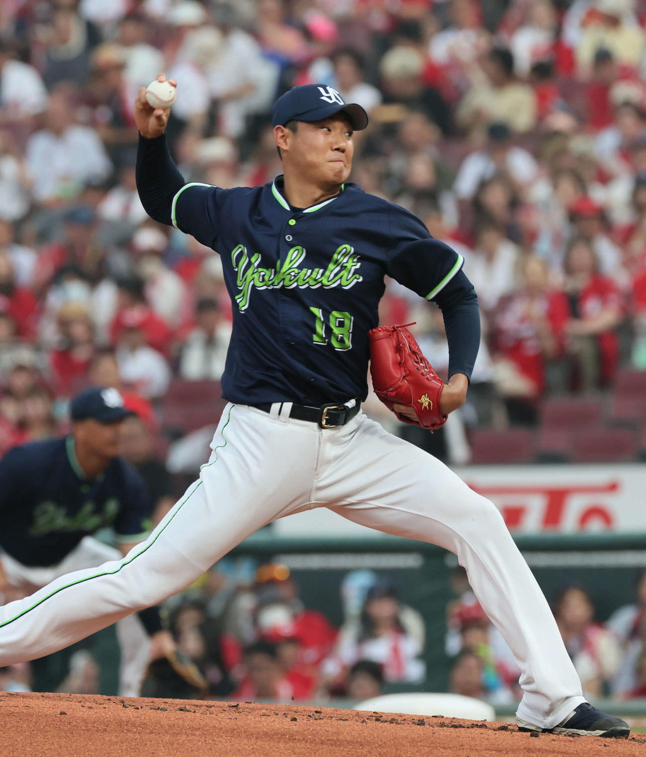広島対ヤクルト　ヤクルト先発の奥川（撮影・加藤孝規）