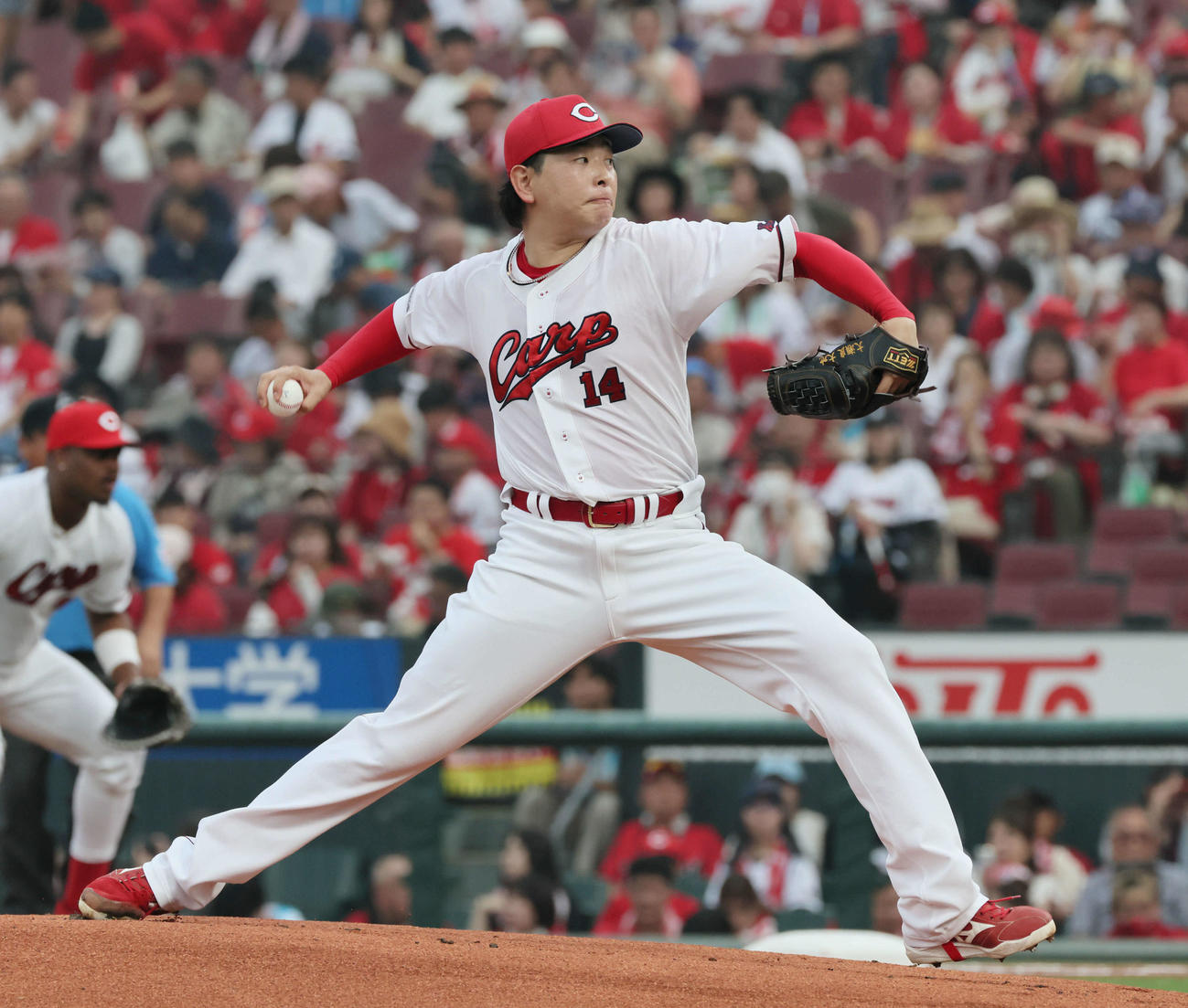 広島対ヤクルト　広島先発の大瀬良（撮影・加藤孝規）