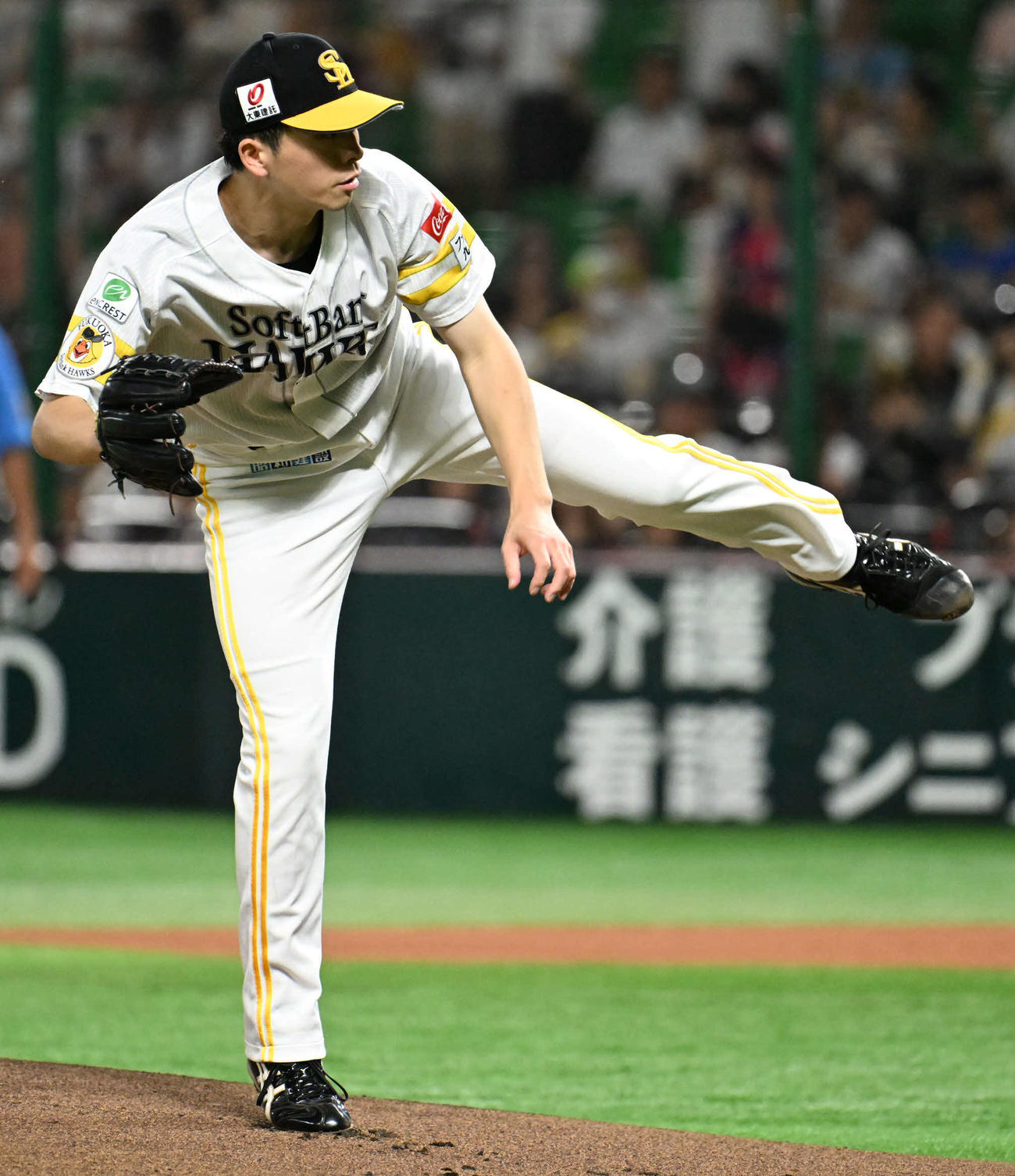 ソフトバンク対日本ハム　ソフトバンク先発・大関（撮影・林敢治）