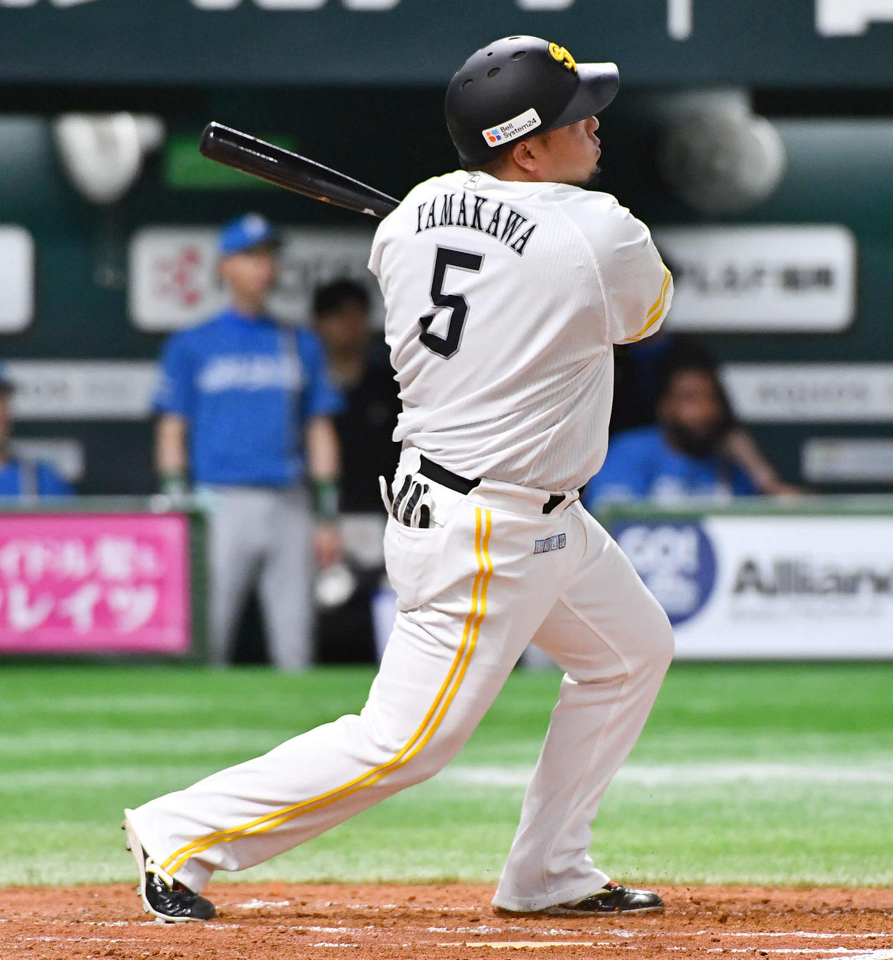 ソフトバンク対日本ハム　2回裏ソフトバンク無死、山川は先制の左越え本塁打を放つ（撮影・岩下翔太）