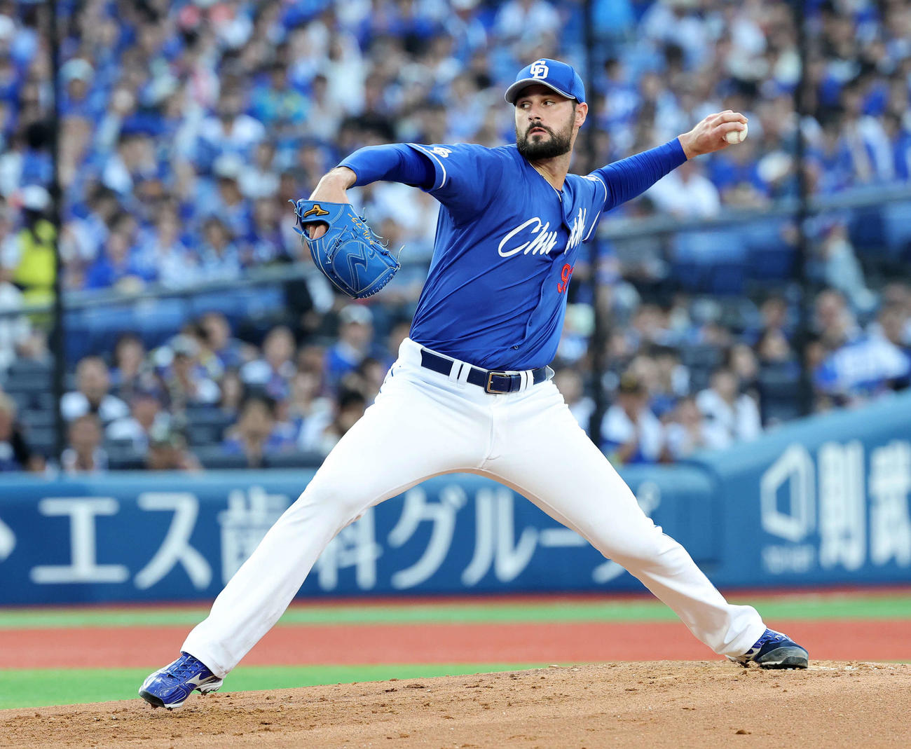 DeNA対中日　力投する中日先発のマラー（撮影・鈴木正人）