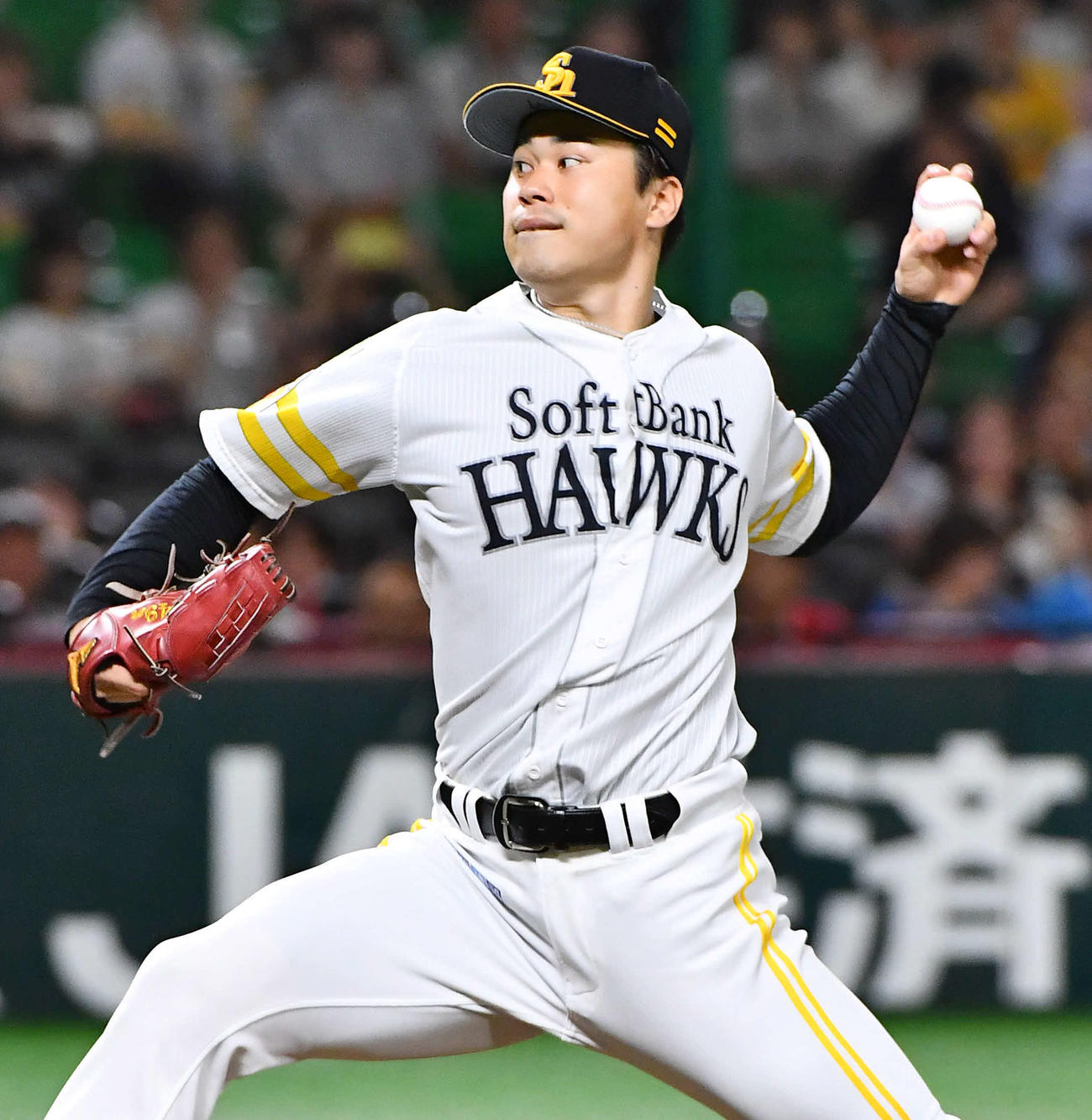ソフトバンク対日本ハム　ソフトバンク先発の松本晴（撮影・岩下翔太）