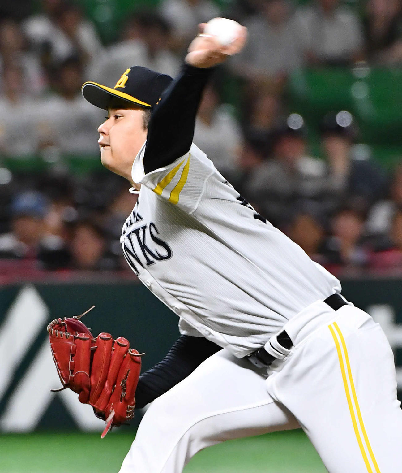 ソフトバンク対日本ハム　ソフトバンク先発の松本晴（撮影・岩下翔太）