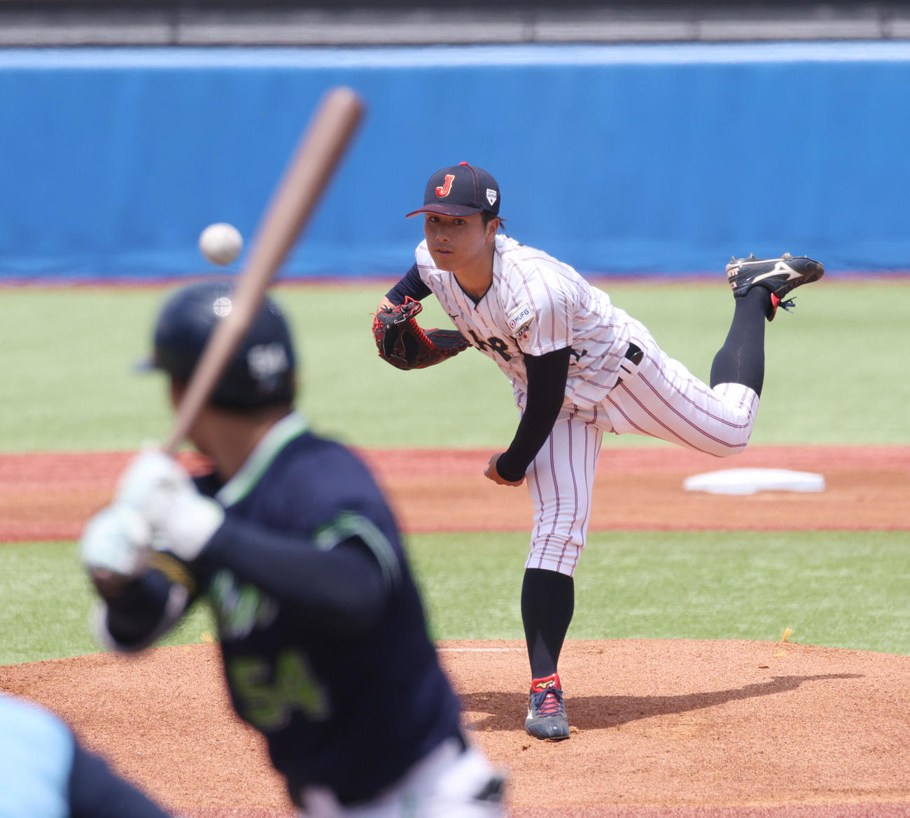 ヤクルト2軍対大学代表　先発した立命大・有馬（撮影・柴田隆二）