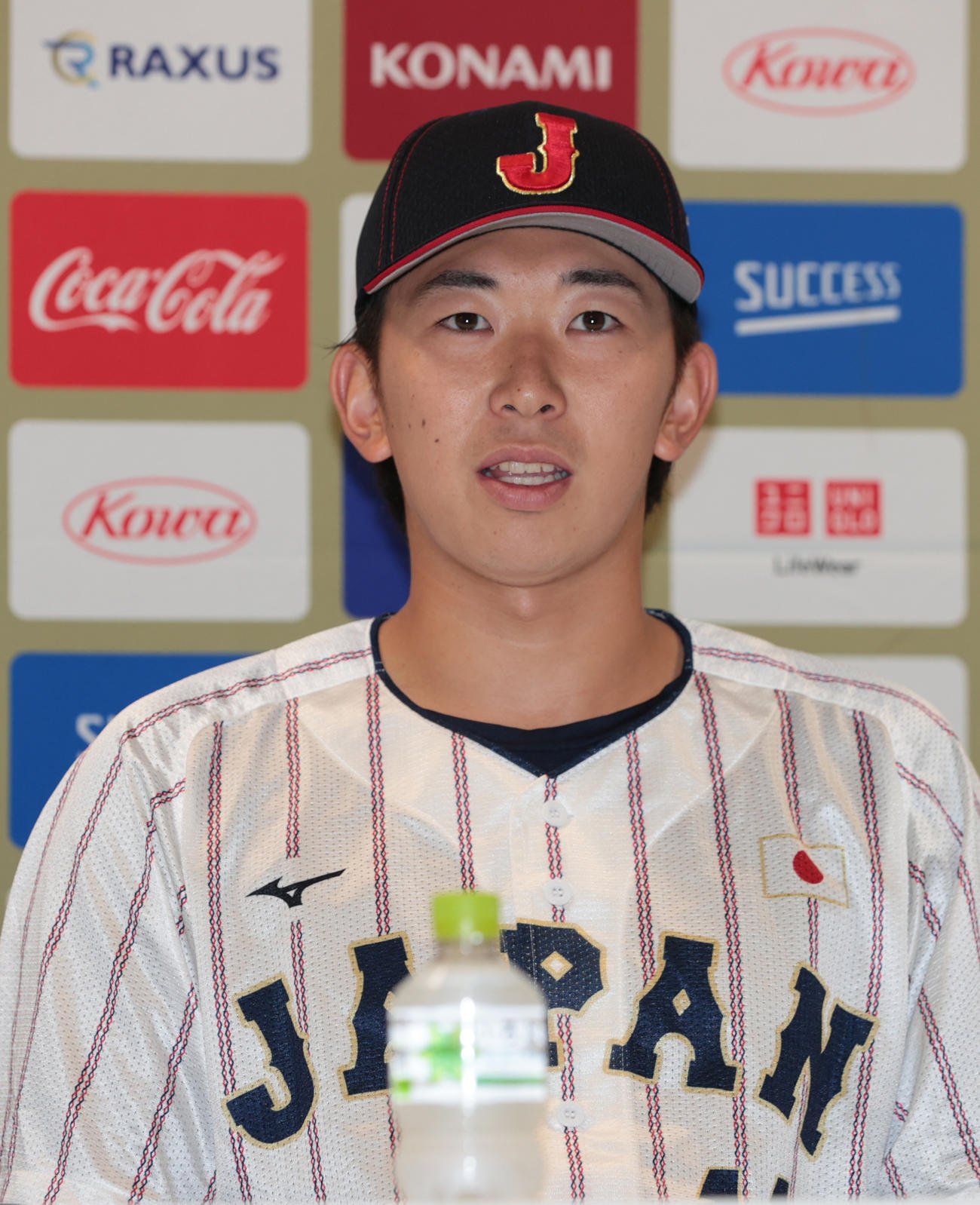 日米大学野球を前に会見する早大・伊藤（撮影・柴田隆二）