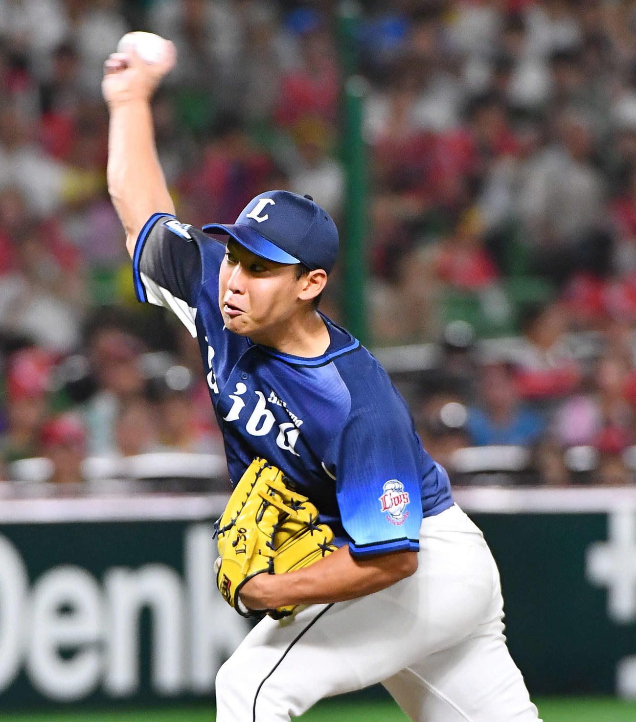ソフトバンク対西武　8回裏から登板した、西武2番手の山田（撮影・岩下翔太）