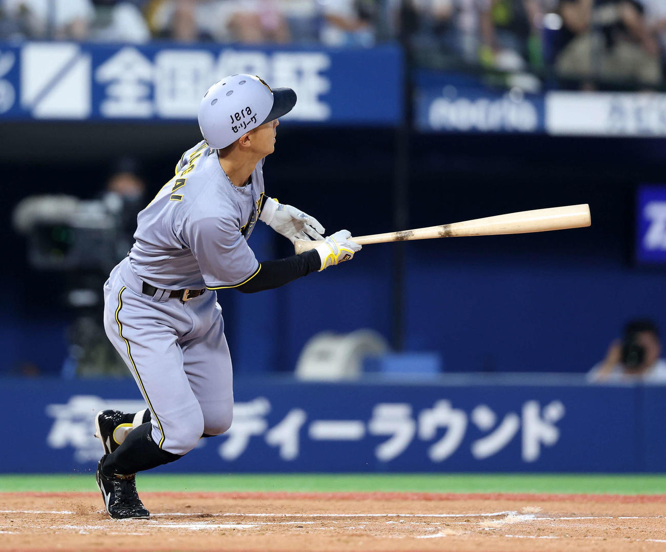 DeNA対阪神　4回表阪神2死一、三塁、熊谷は左越え適時三塁打を放つ（撮影・鈴木正人）