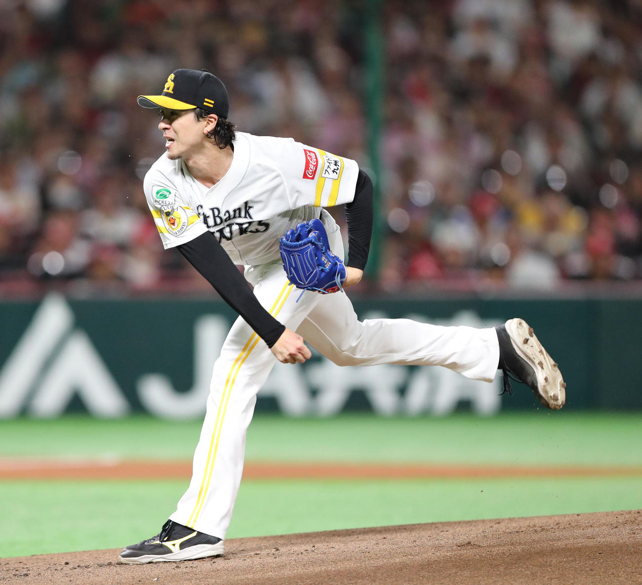 ソフトバンク対西武　ソフトバンク先発の上沢（撮影・梅根麻紀）