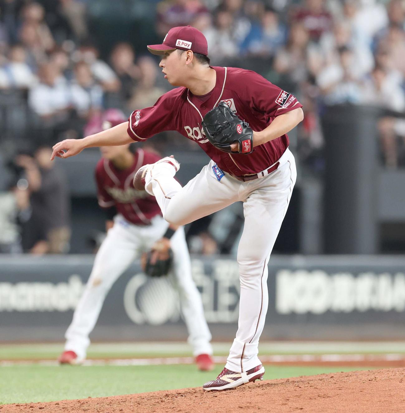 日本ハム対楽天　6回に登板の藤平（撮影・黒川智章）