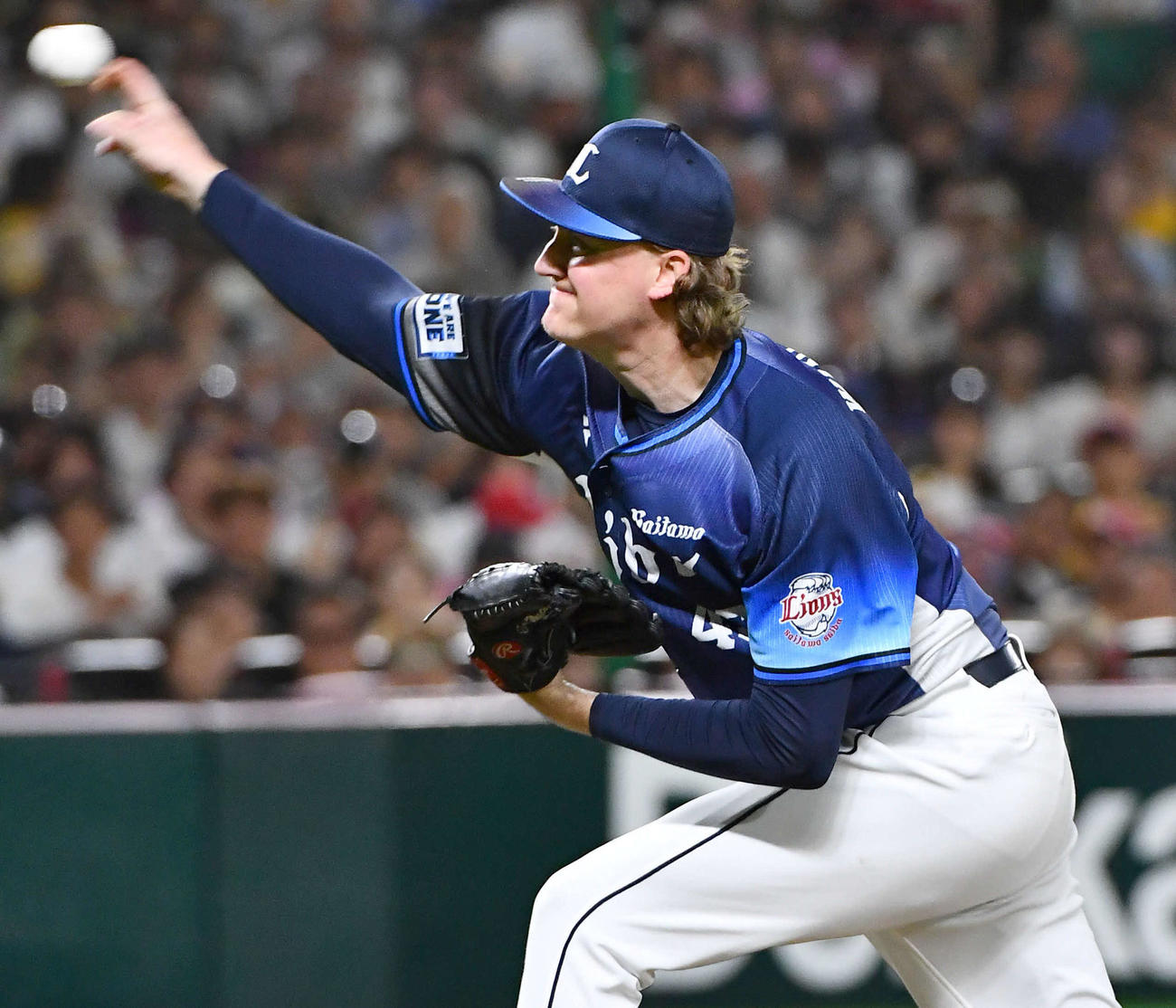 ソフトバンク対西武　7回裏ソフトバンク2死一、二塁から登板した、西武2番手のウィンゲンター（撮影・岩下翔太）