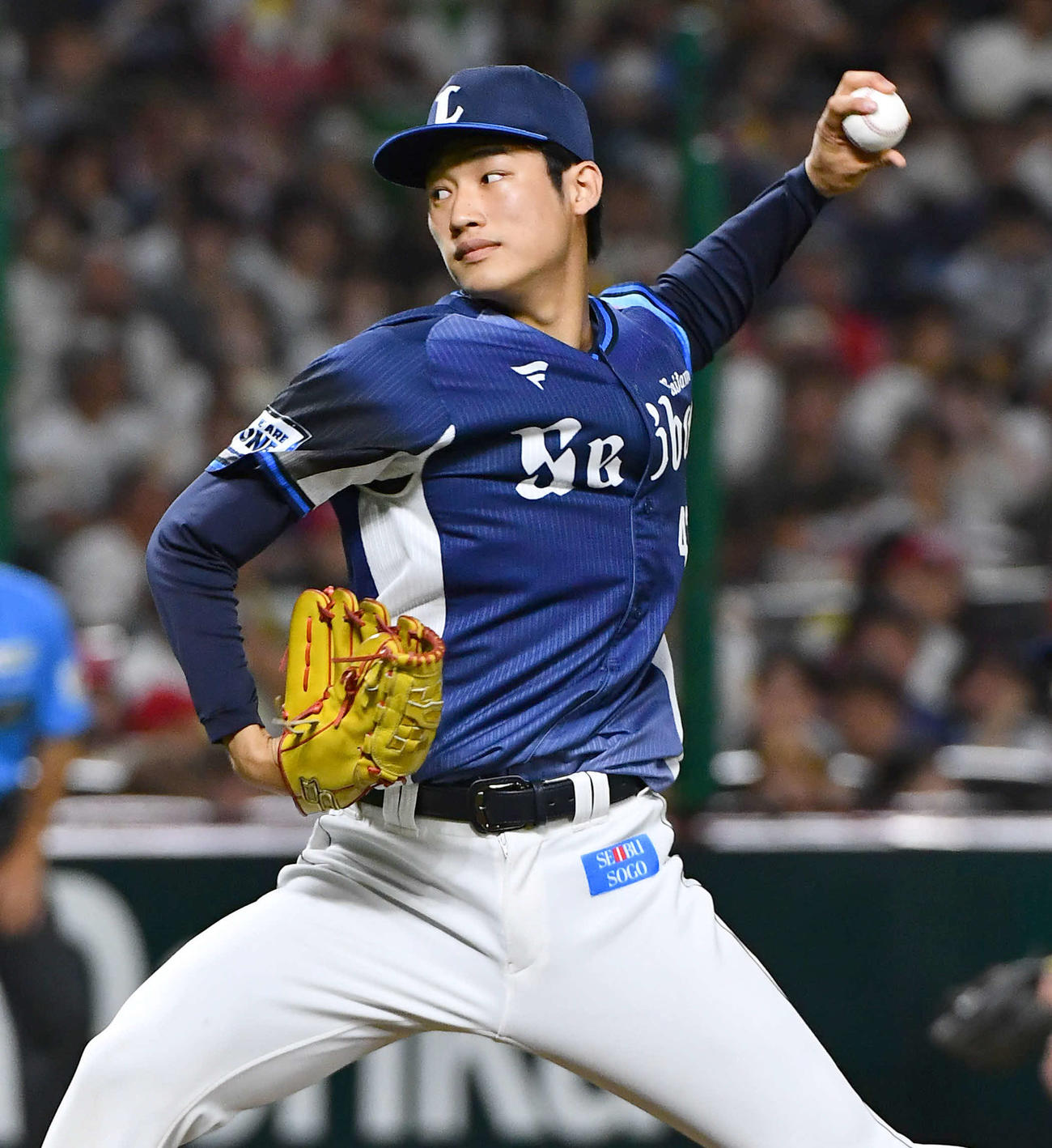 ソフトバンク対西武　8回裏から登板した、西武3番手の羽田（撮影・岩下翔太）